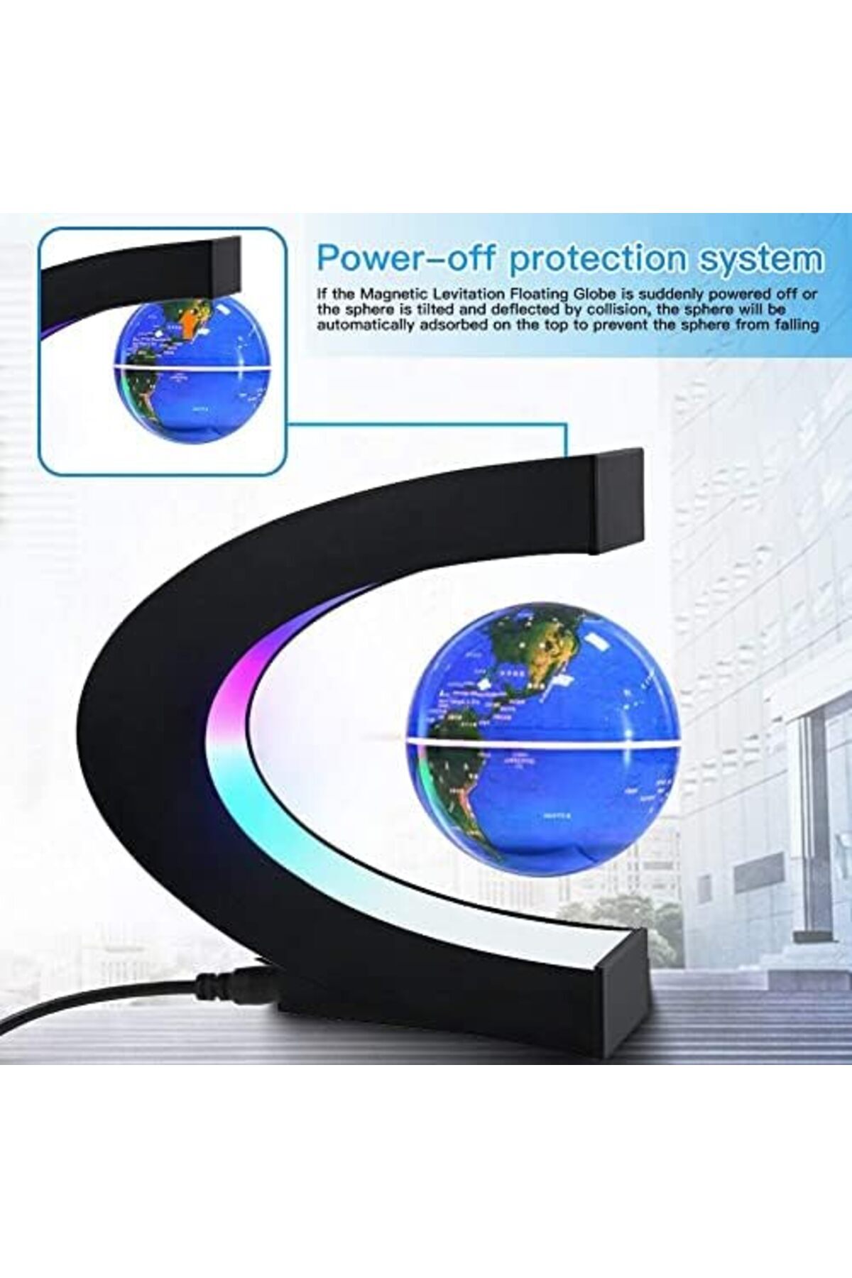 eWINNER-Magnetic Levitation Floating World Map Globe with LED Light 4