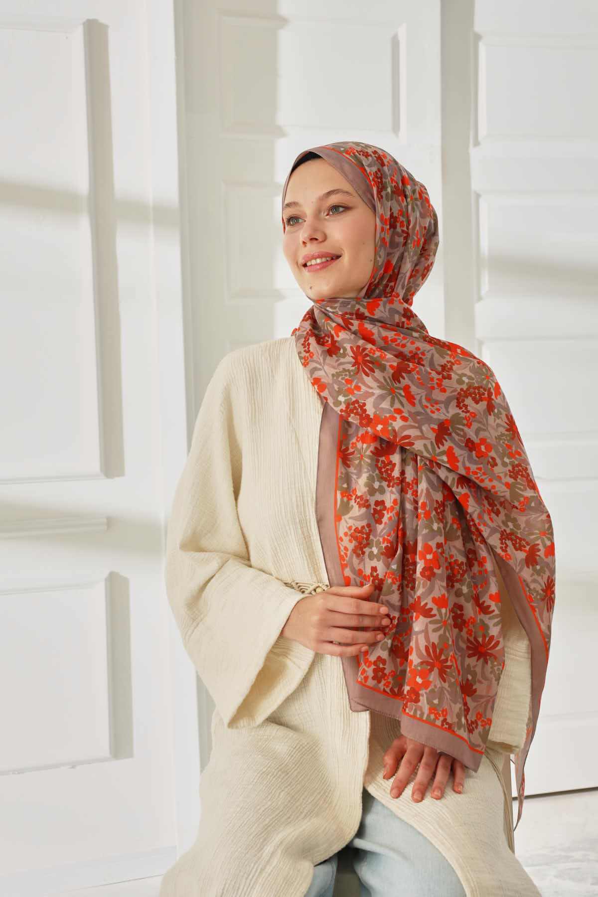 Silk Home-شال ناعم منقوش 70019-03 2
