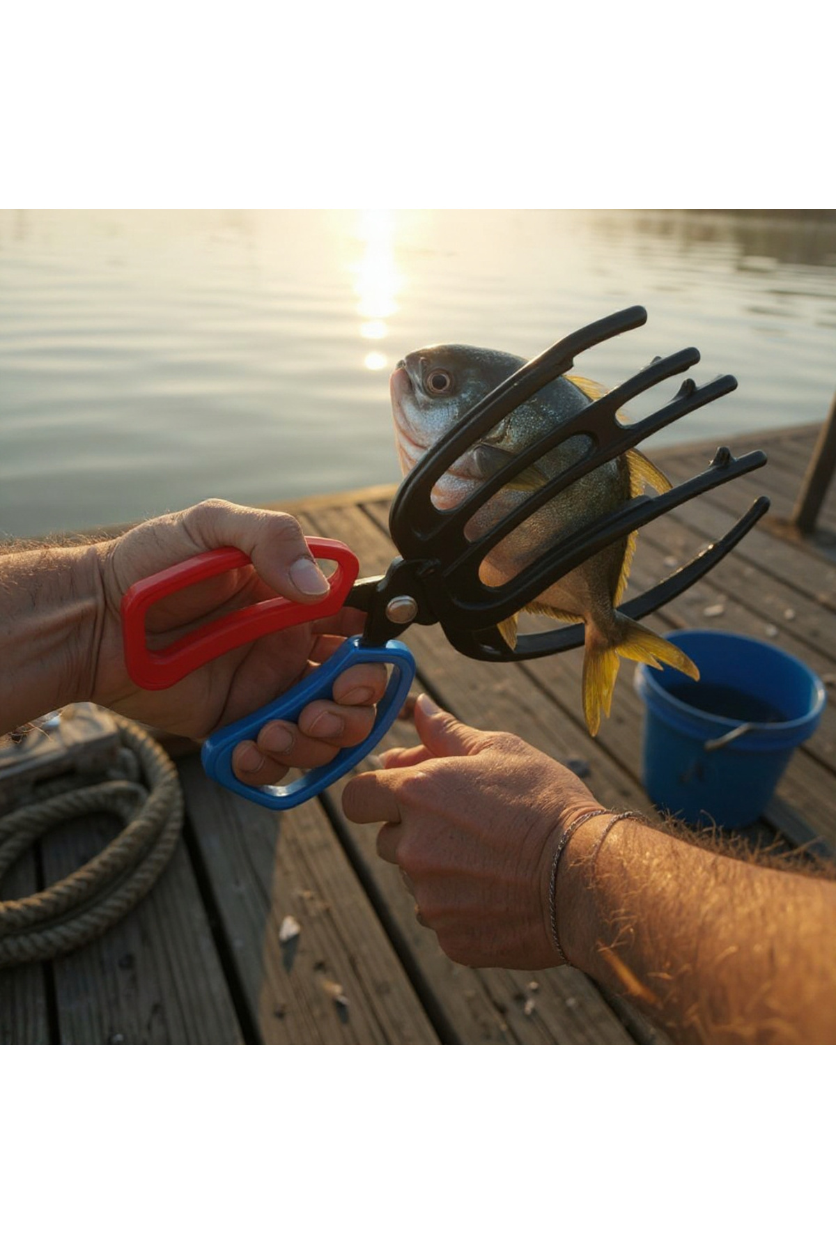 VANCKEY 3 Pençe Metal Balık Tutucu Pensesi Kaydırmaz Maşa Tipi Kavrama AparatTatlı Su Balıkları Tutma Aleti