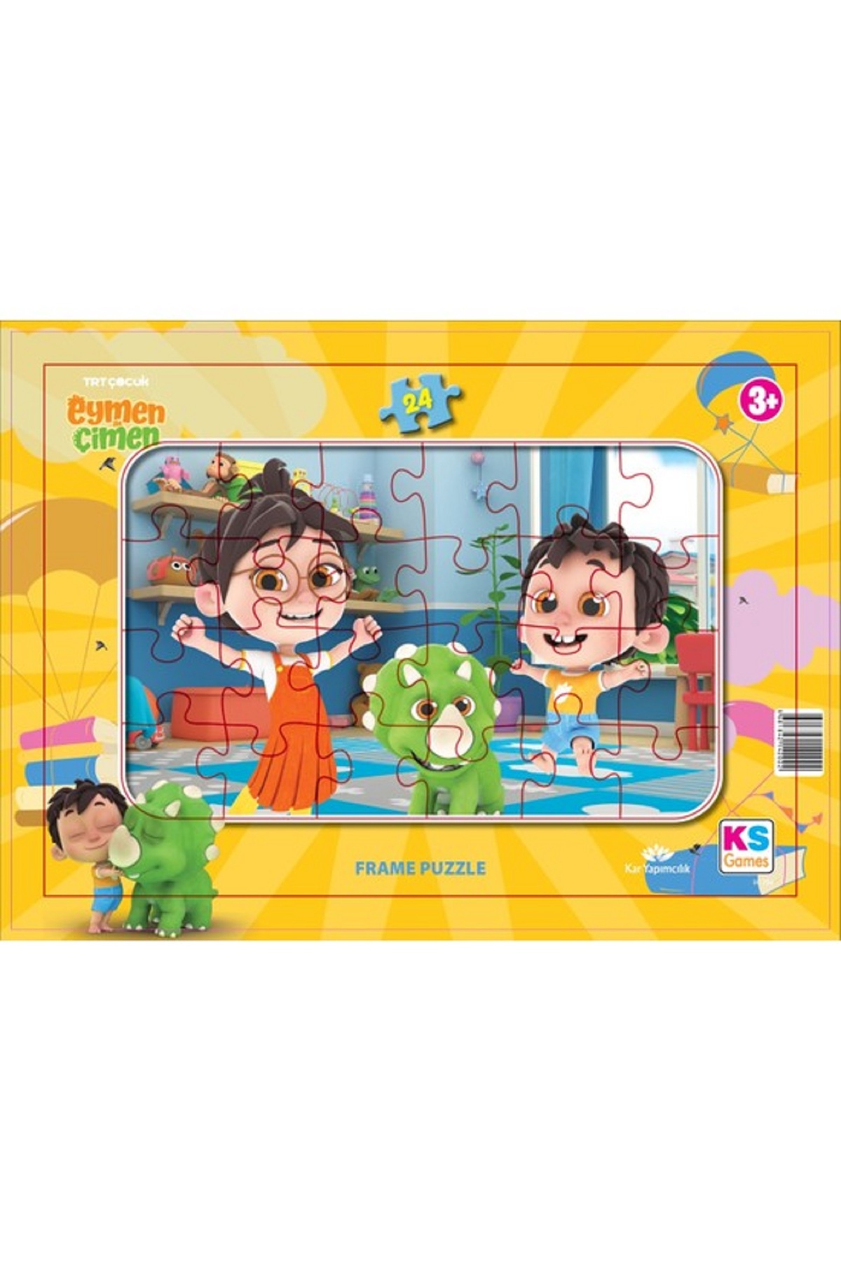 Ks Games Eymen ile Çimen Frame Puzzle/Yapboz 24 Parça 3+ Yaş ve