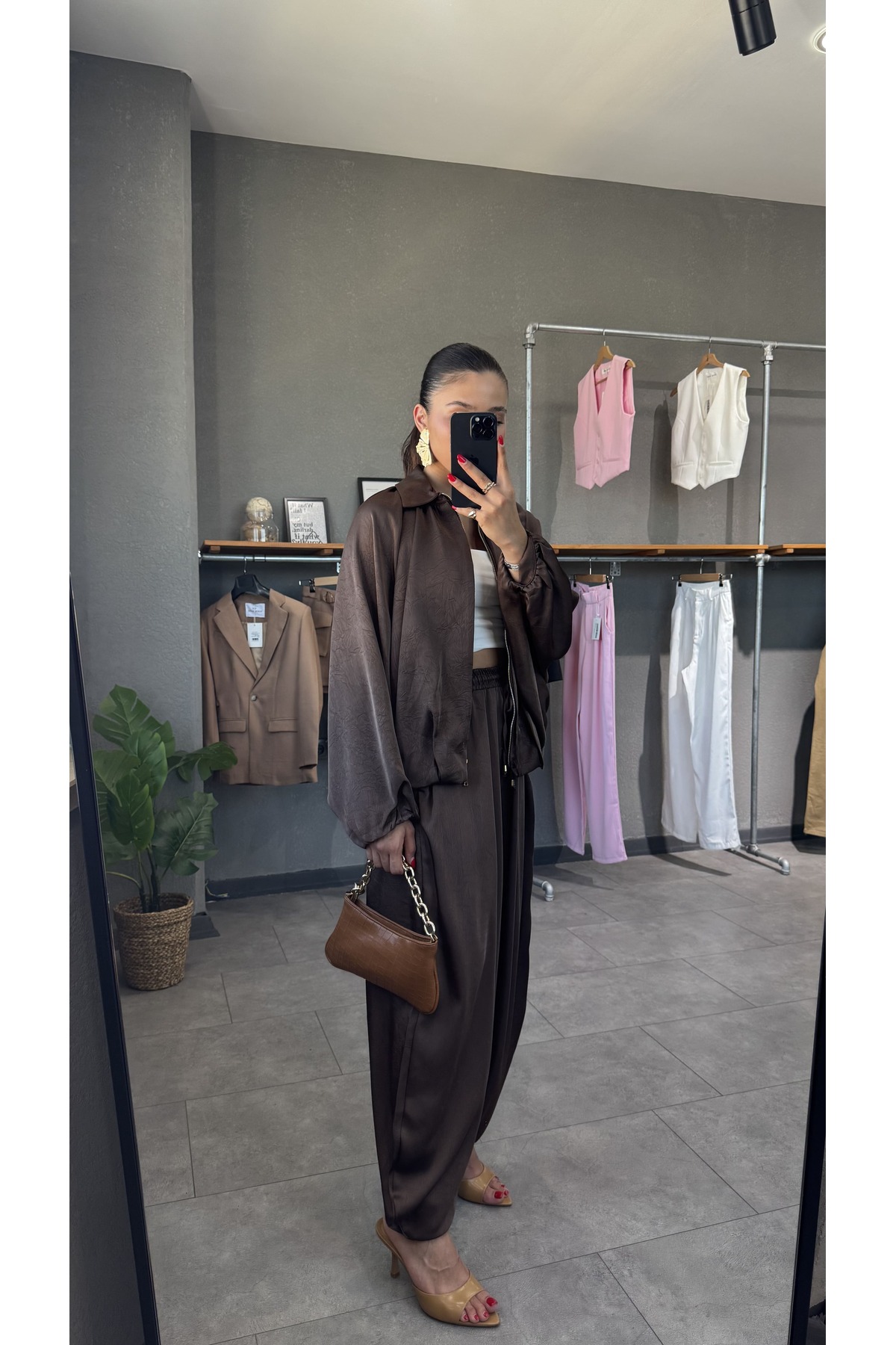 YOUR NAME  Beli Lastikli Saten Şalvar Pantolon - Görsel 2