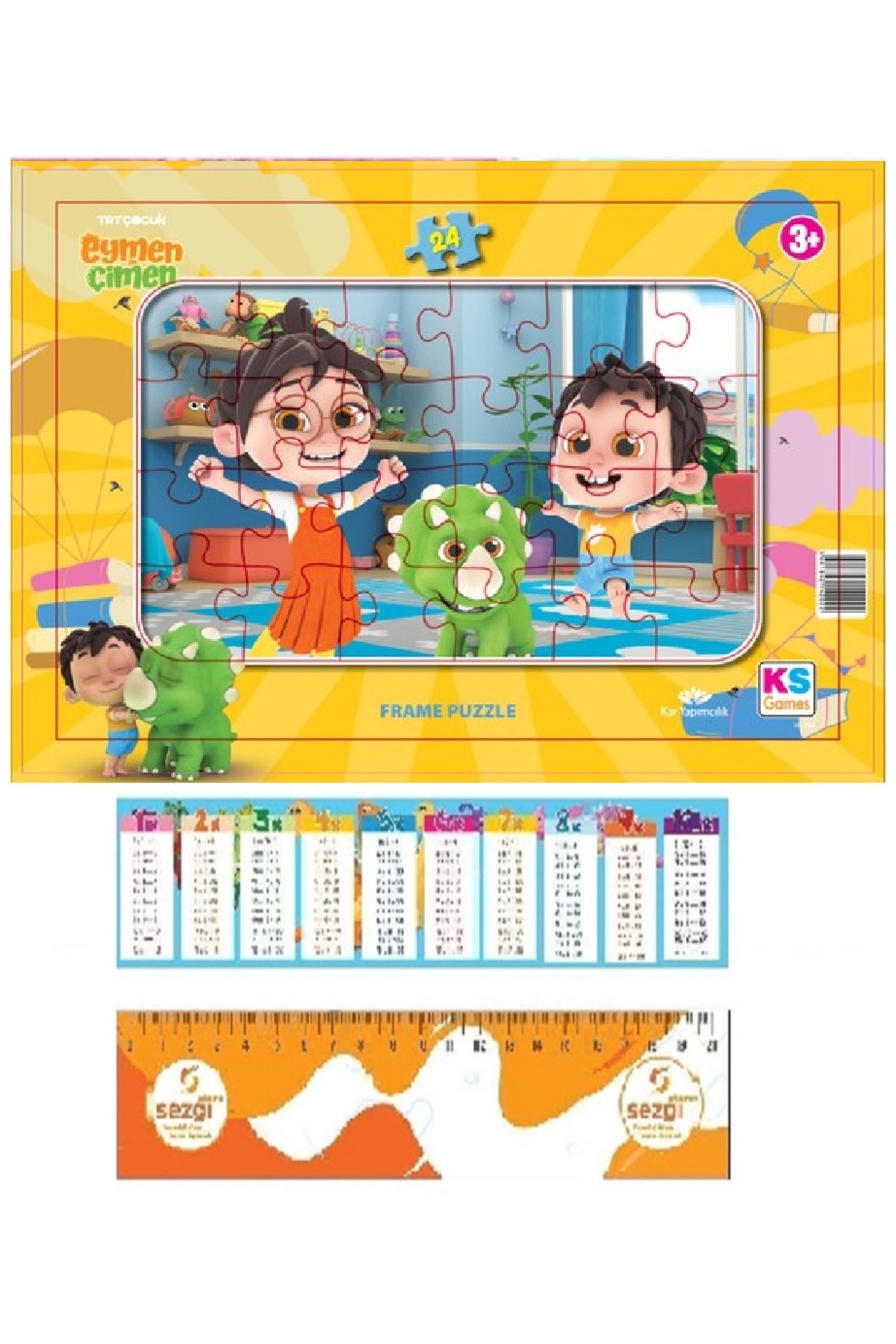Ks Games Eymen ile Çimen Frame Puzzle/Yapboz 24 Parça 3+ Yaş ve