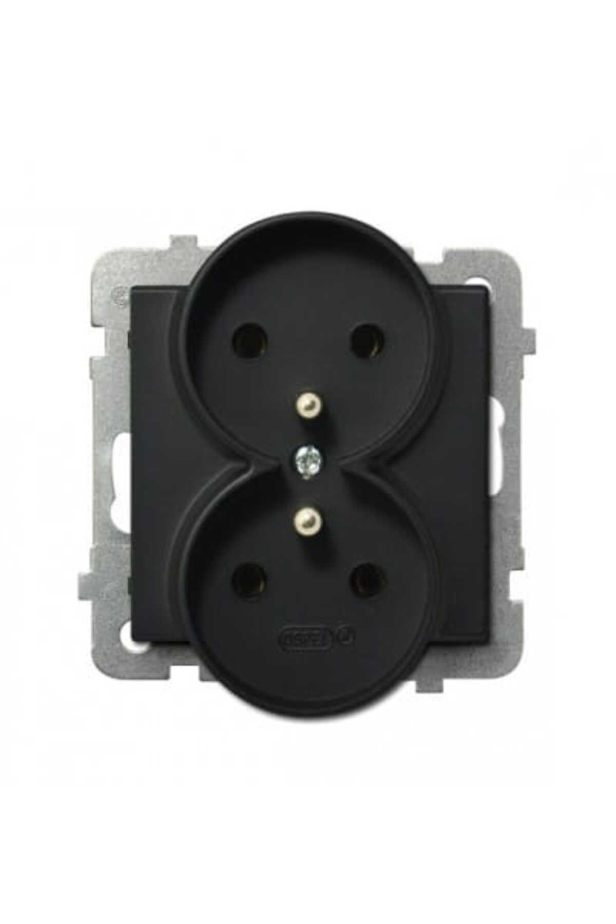 OSPEL-Sonata black metallic p/t double socket with grounding 2x2P+Z without frame 3
