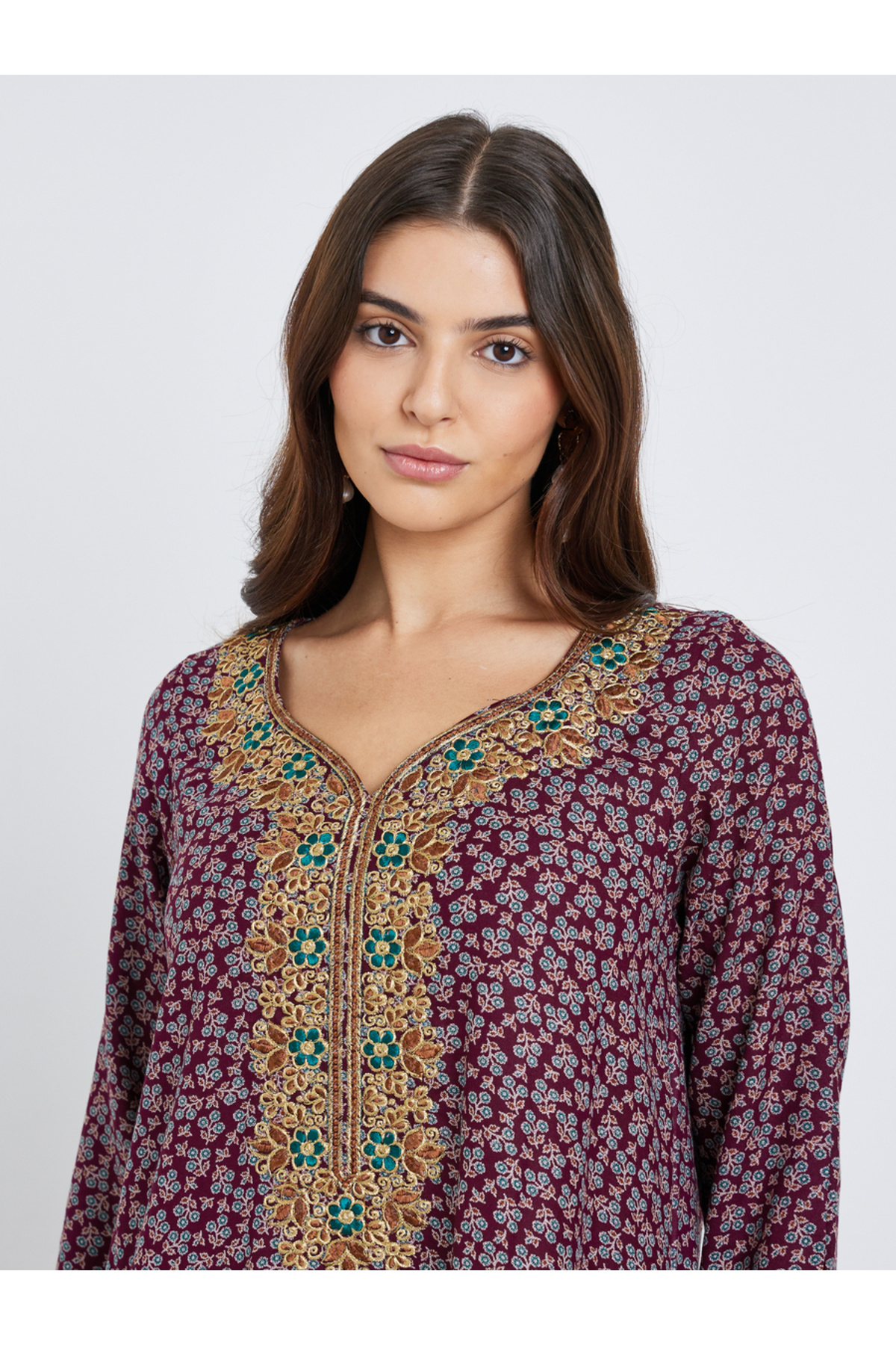 Maxim Creation By Styli-Multi Thread Embroidery Jalabiya with All Over Print 4