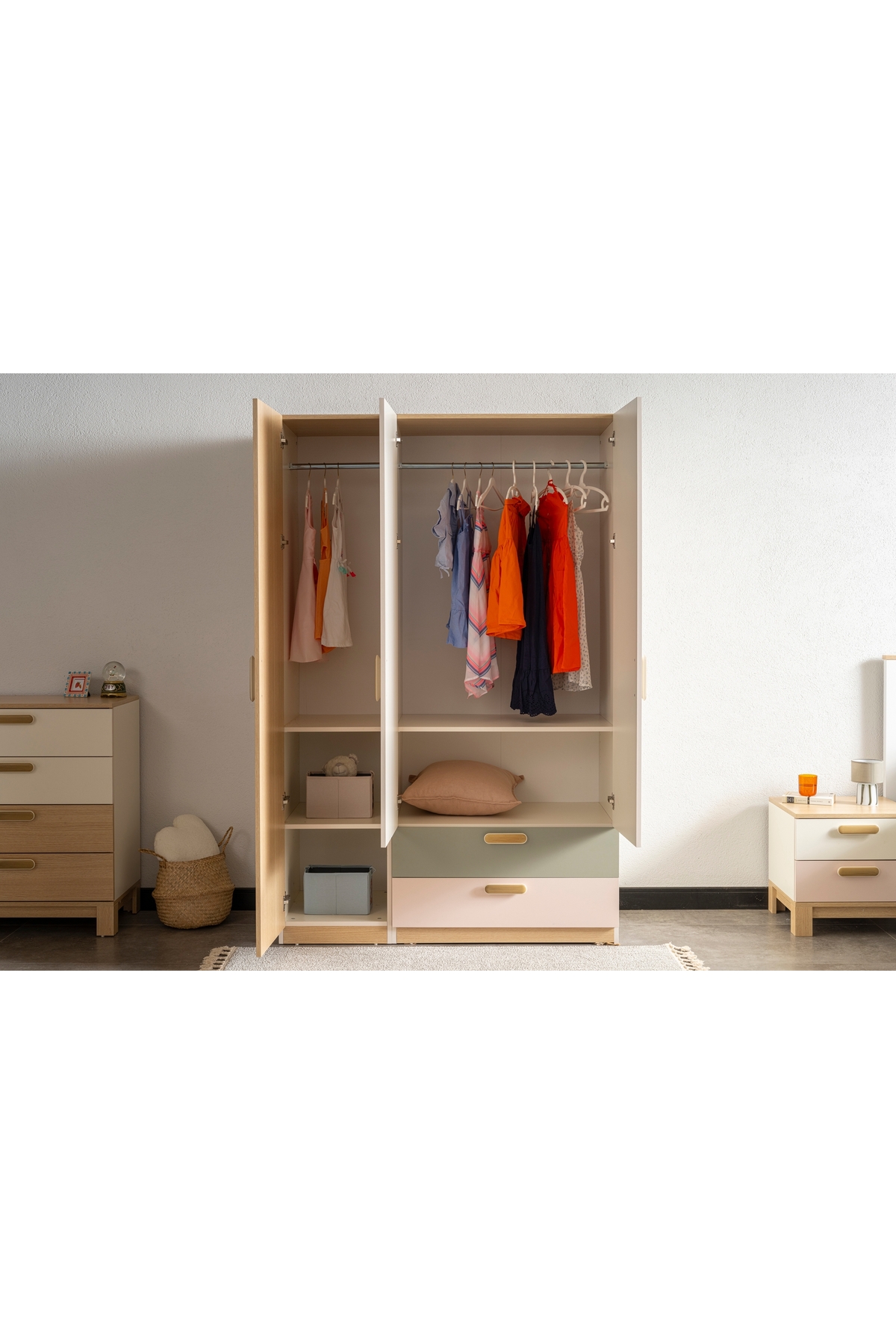 Vivense MOKİDO ÇEKMECELİ GARDIROP, 3 KAPAKLI, MEŞE AYTAŞI fotoğrafı 4 (önizleme)