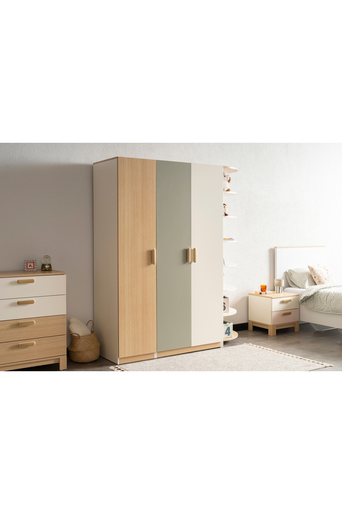 Vivense MOKİDO KİTAPLIKLI GARDIROP, 3 KAPAKLI fotoğrafı 2 (önizleme)