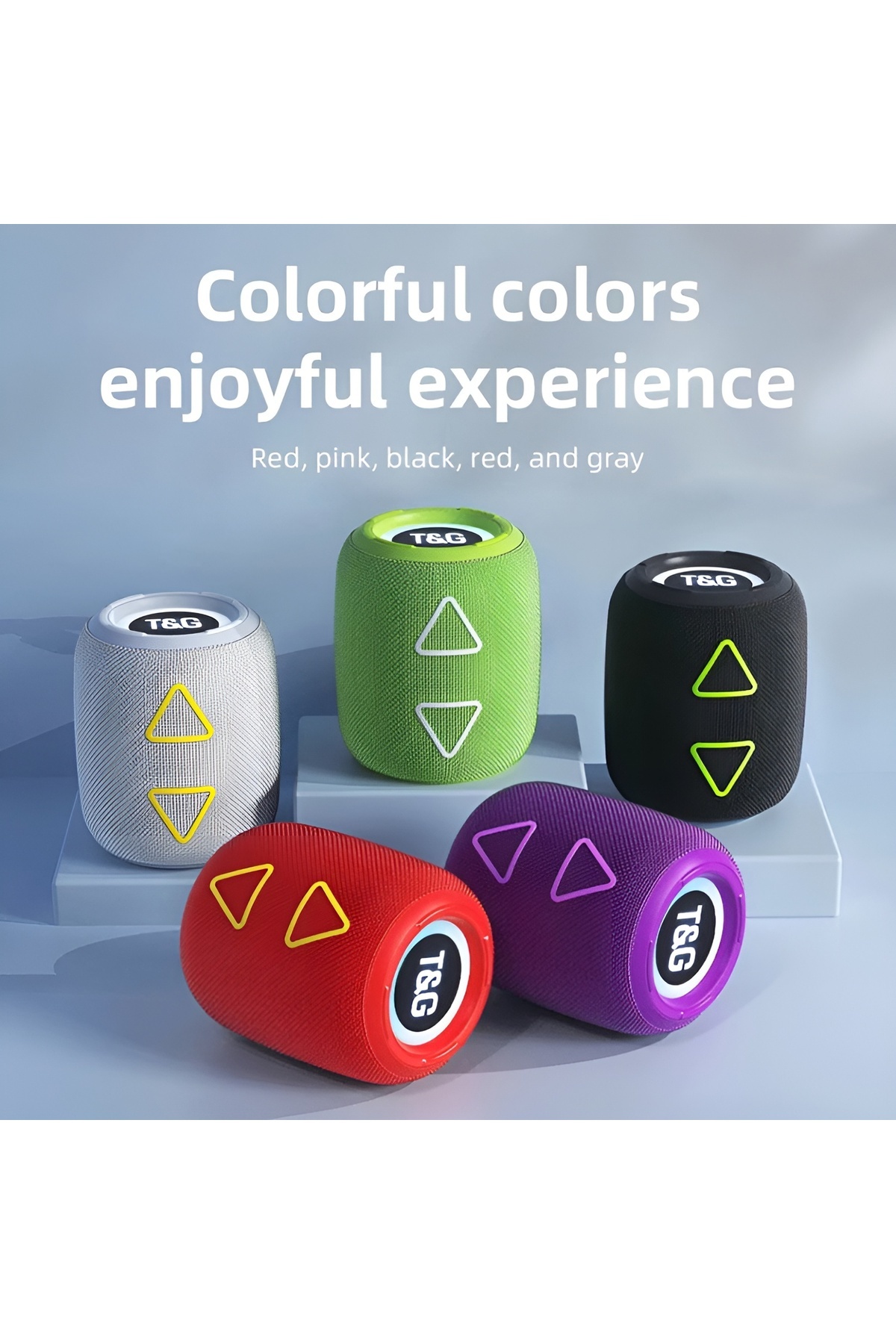 T&G-Portable Bluetooth Speaker with LED Light and Wireless Stereo Subwoofer Support FM Radio and TF Card 2
