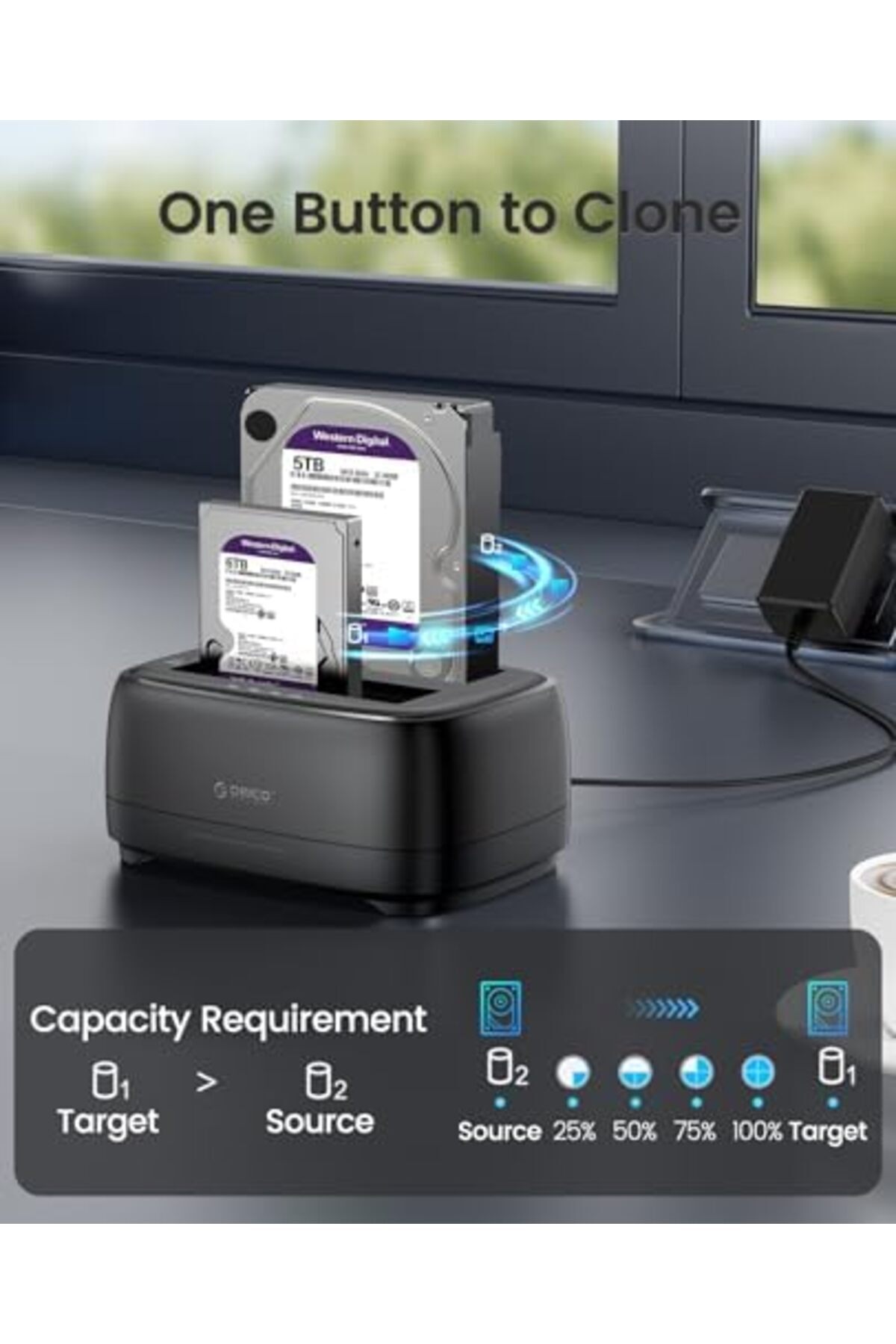 Orico-External Hard Drive Dock Duplicator/Cloner SATA to USB C for 2.5”/3.5” Seagate Samsung WD 4