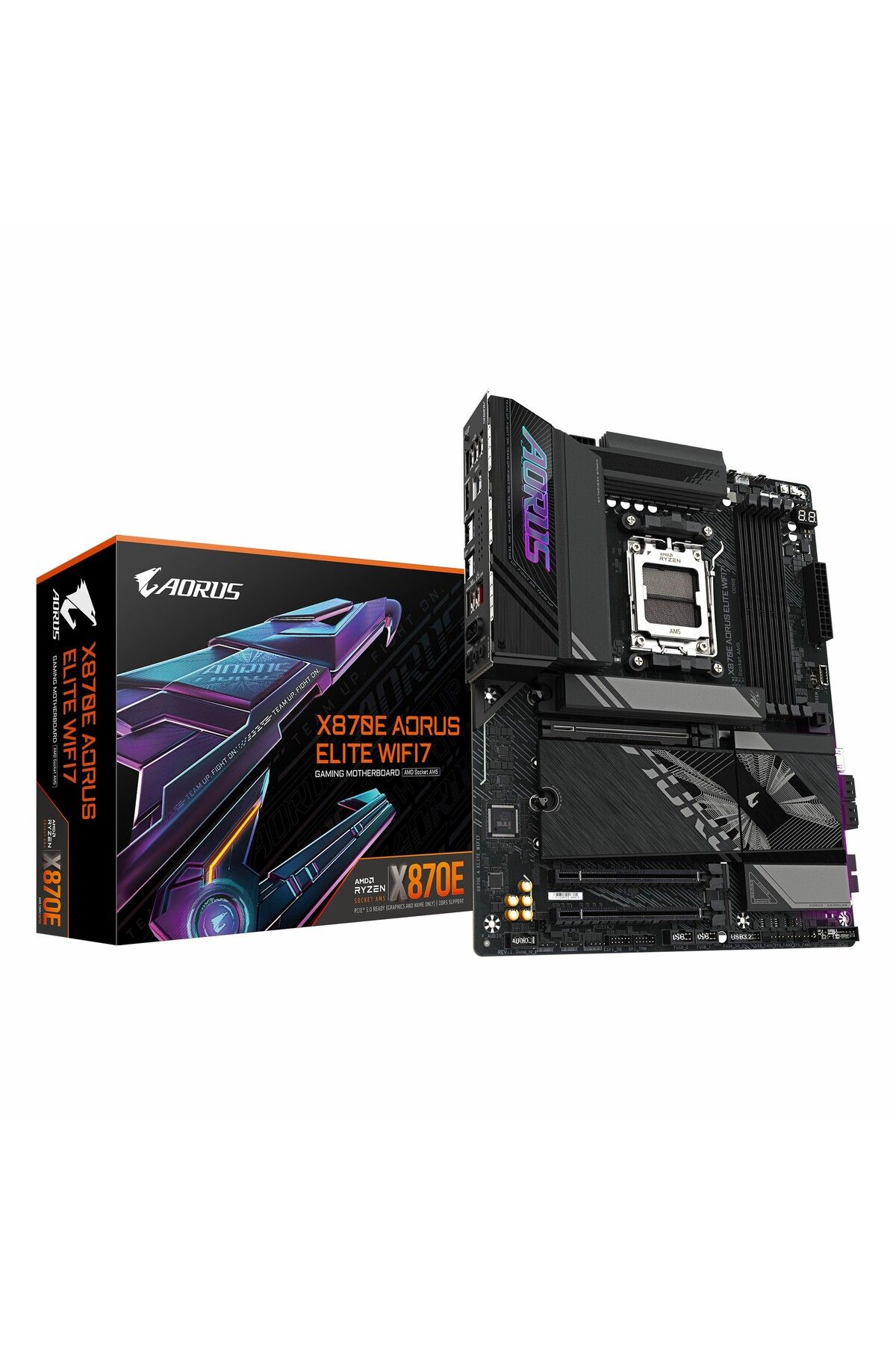 Gigabyte-Placa de baza GIGABYTE X870E AORUS ELITE WIFI7, AMD X870E, AM5, ATX, DDR5 1