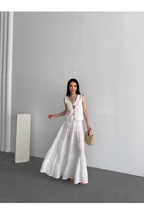 BLACK PEARL Müslin Kumaş Kadın Uzun Etek