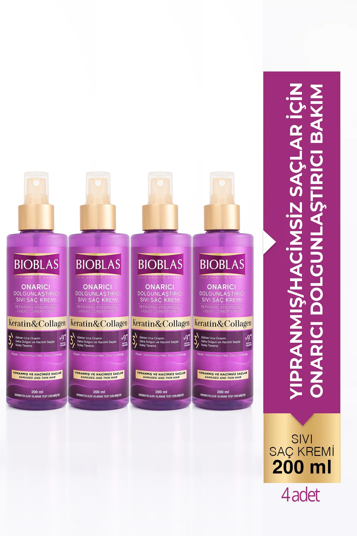 Bioblas Kolajen & Keratin Sıvı Saç Kremi 4x200 ml Saç Kremi — 86805126355674