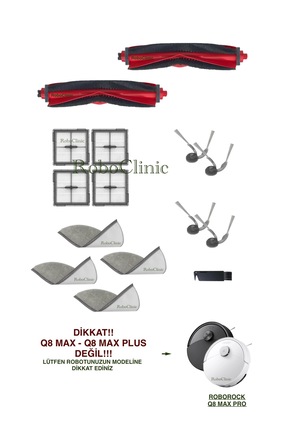 Roboclinic Roborock Q8 Max Pro (2025 Model!!) Robot Süpürge Uyumlu Yedek Fırç...