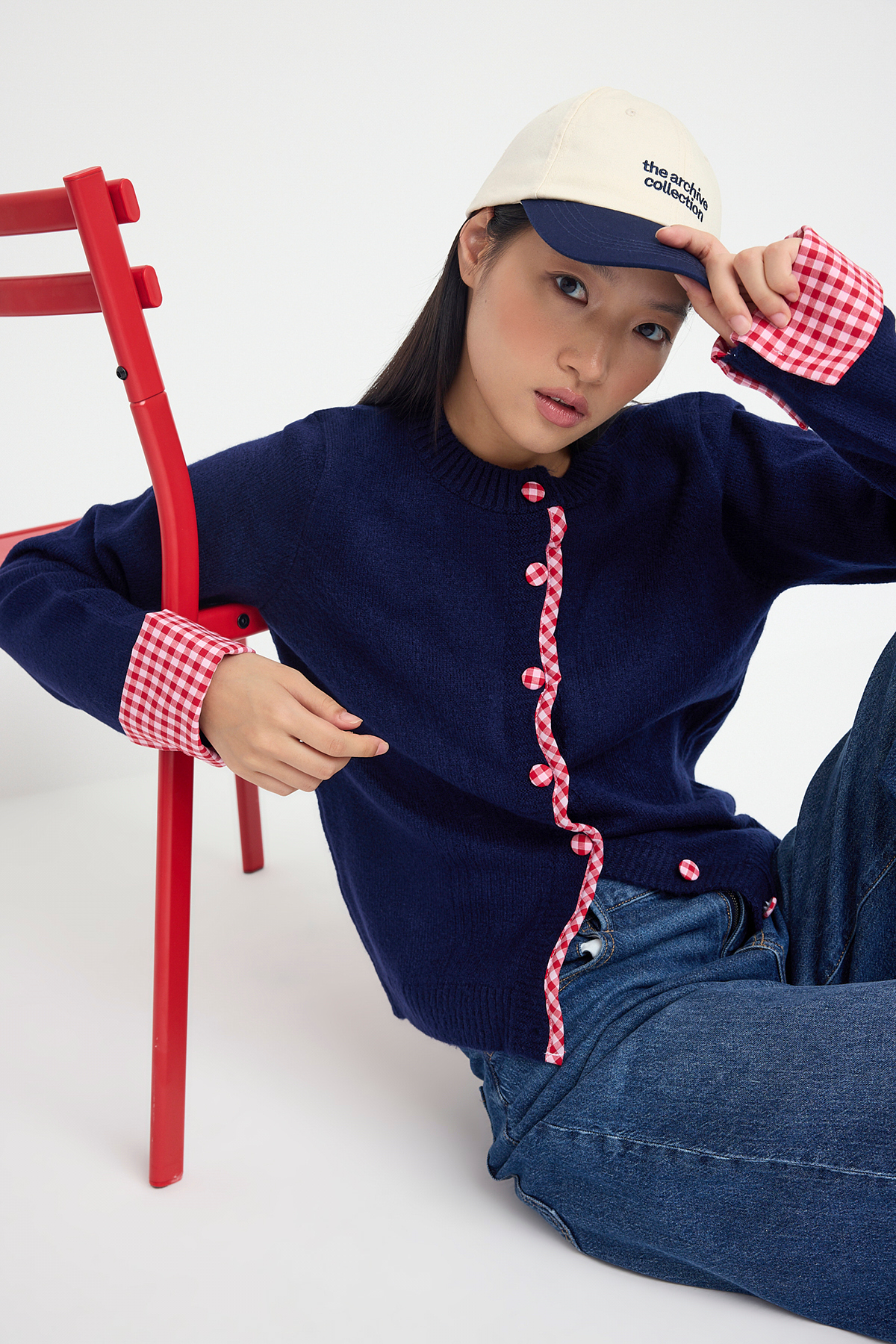 Trendyolmilla  Teen Lacivert Yumuşak Dokulu Gömlek Garnili Triko Hırka TWOAW26HI00169 - Görsel 2