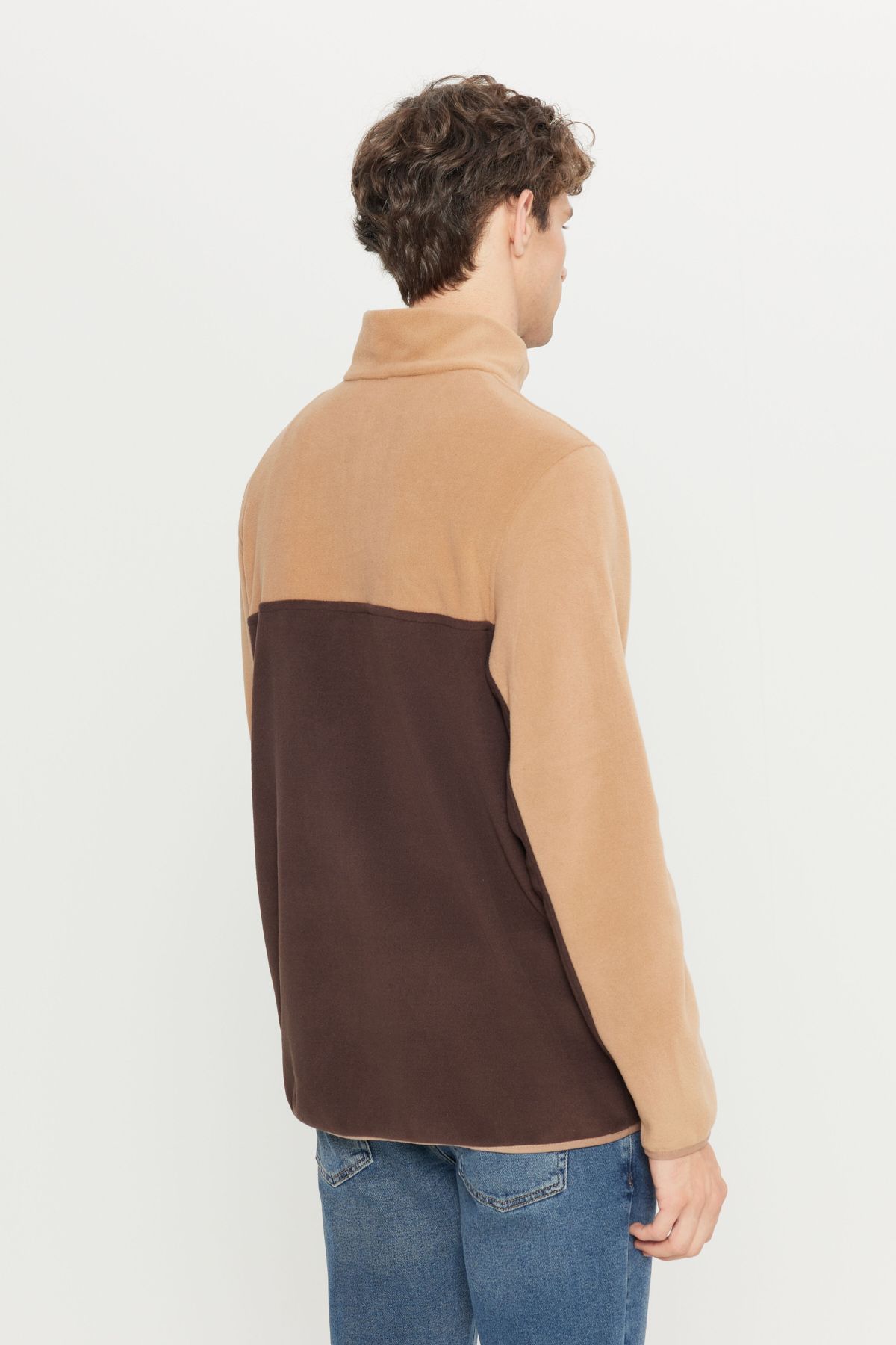 AC&Co / Altınyıldız Classics-Αθλητικό φούτερ ανδρικό Milk Coffee-καφέ Standard Fit Normal Cut Καθημερινό Άνετο Διπλό Χρώμα Fleece Αθλητικό Φούτερ 5