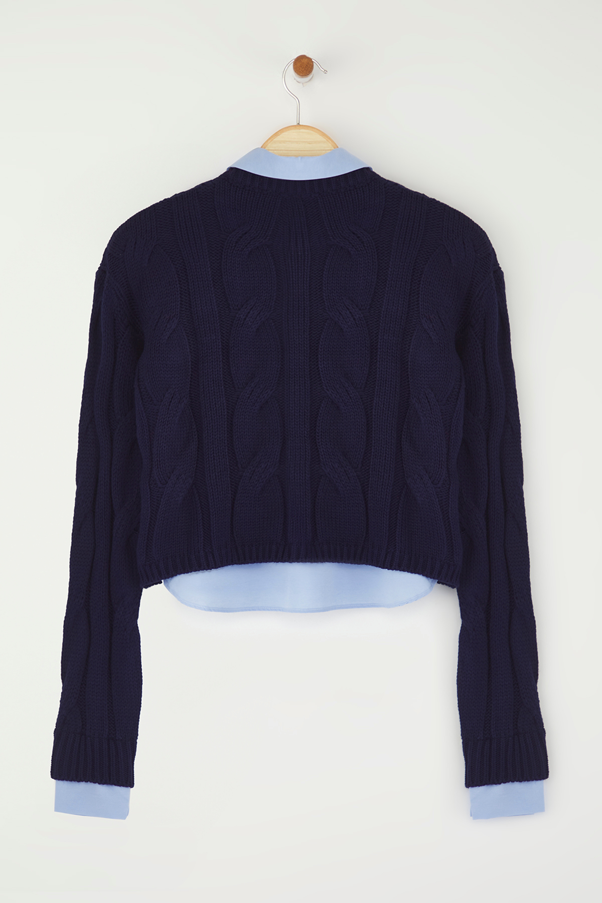 Trendyolmilla  Teen Lacivert Kombine Crop Triko Kazak TWOAW26KZ00047 - Görsel 7