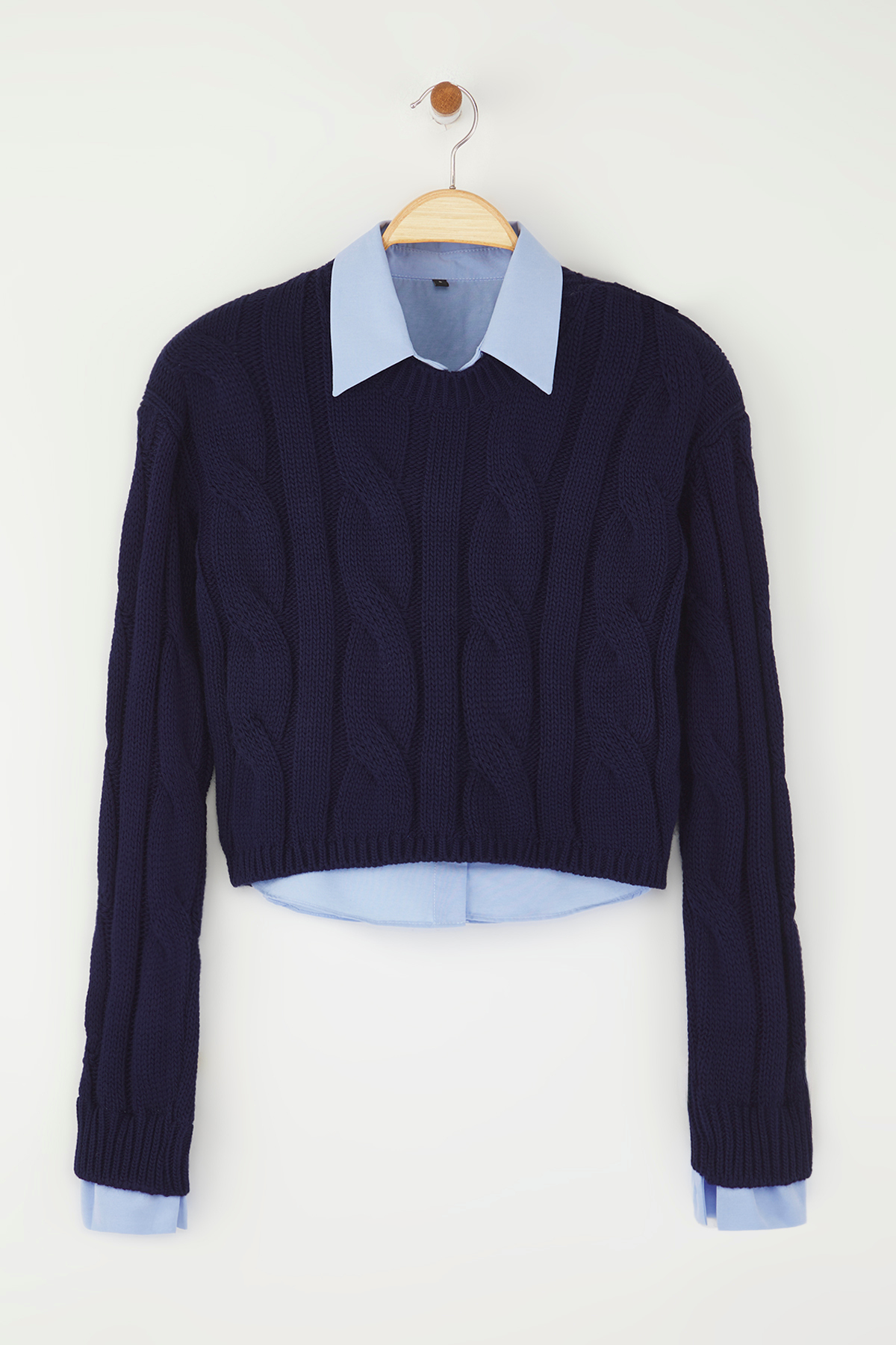 Trendyolmilla  Teen Lacivert Kombine Crop Triko Kazak TWOAW26KZ00047 - Görsel 5