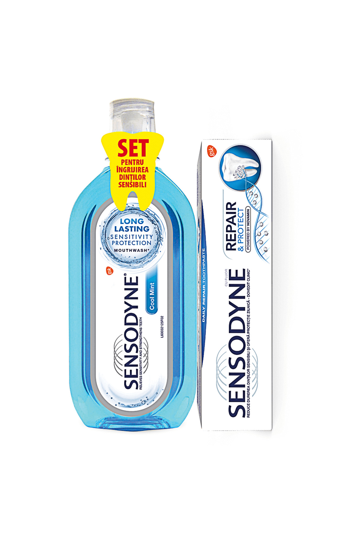 Sensodyne Pachet:pasta de dinti Sensodyne Repair and Protect 75ml + apa de gu...