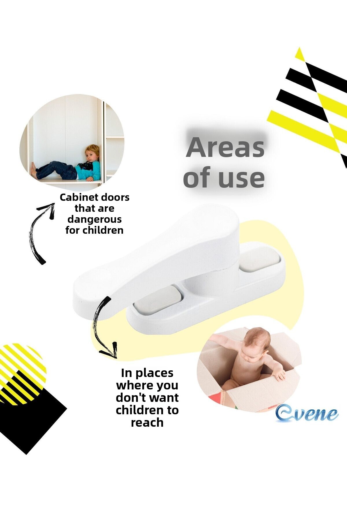 Evene-Pimapen Door Lock Pimapen Window Lock Window Safety Lock Latched Lock 2 Pieces White 6