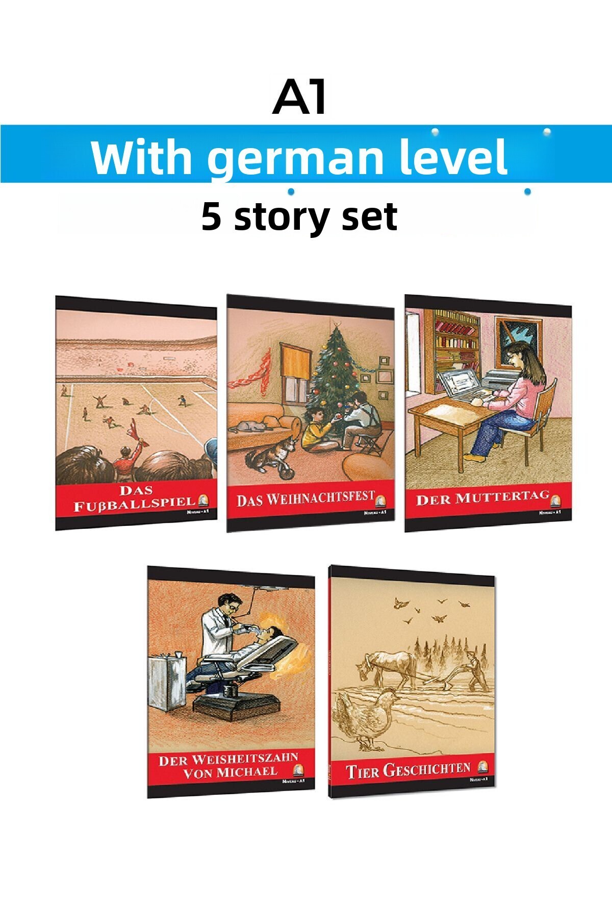 Kapadokya Yayınları-German Story A1 Level Set of 5 (Caracot Can Read) 1