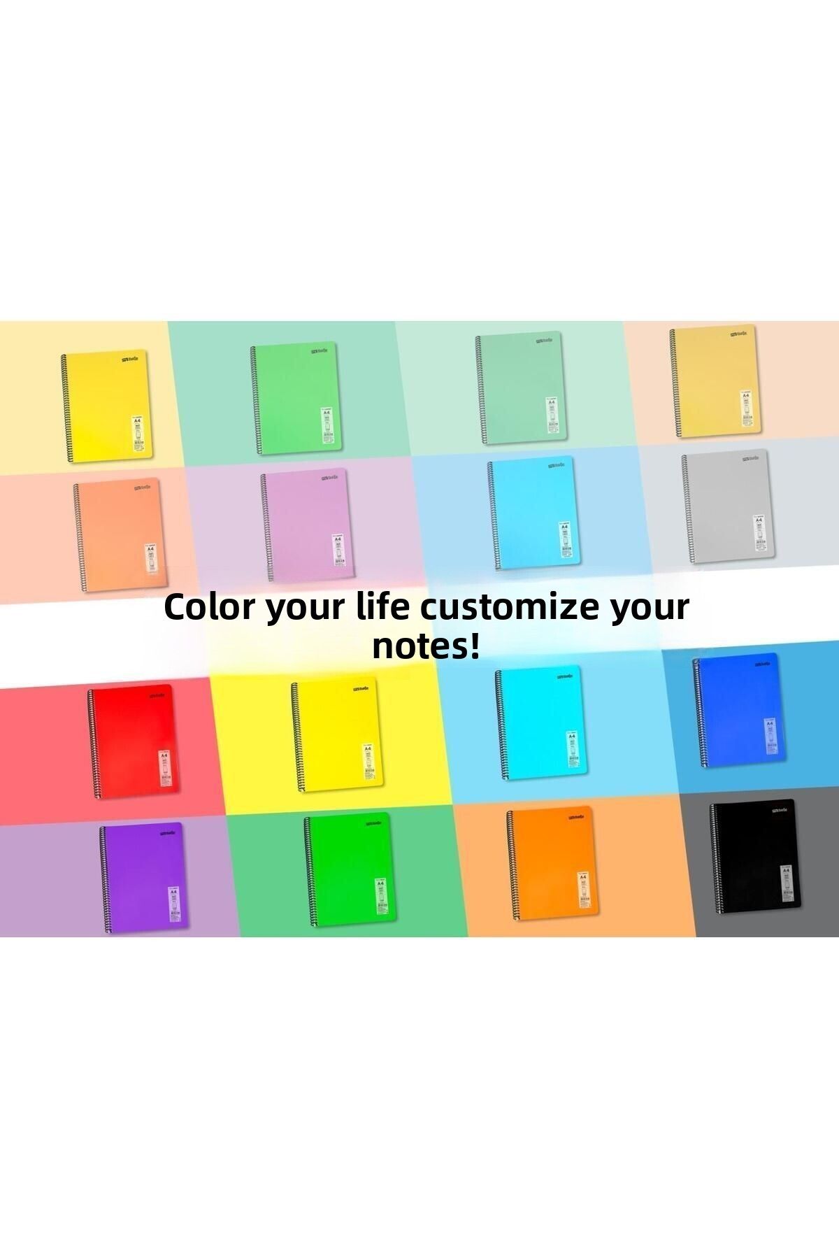 Mynote-Flex Neon A4 Notebook 80 Sheets 4 Check 4 Line Notebook Set 3