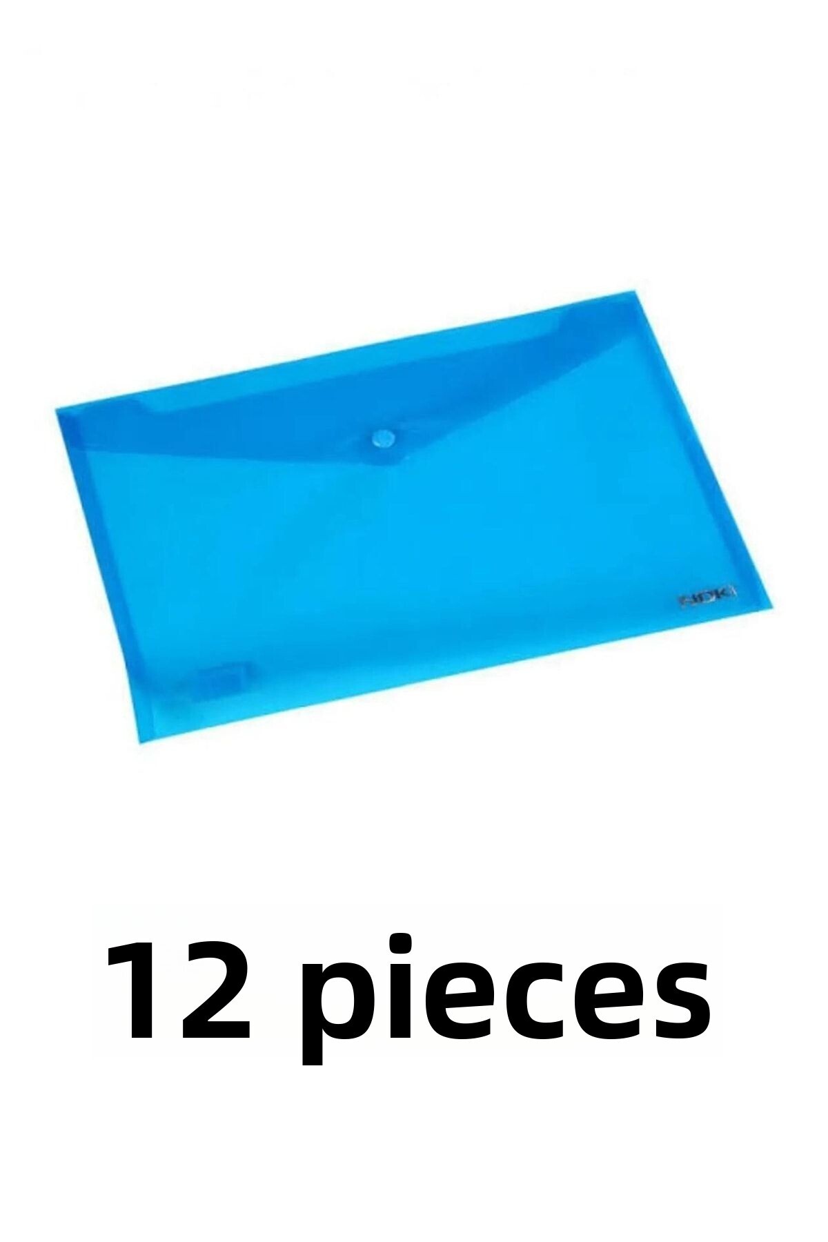 Noki-12 Pieces Transparent A4 Snap Fastener File Envelope File Blue 1