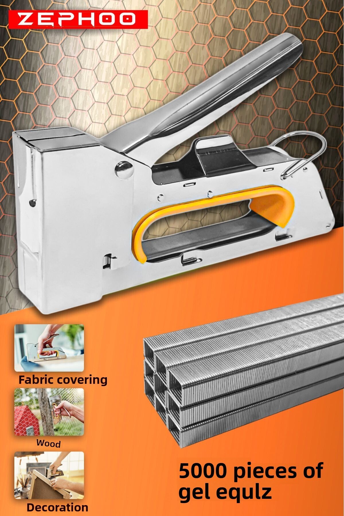 Zephoo-Multi-Purpose Stapler Machine Furniture Wood Frame Nailing Manual Stapler Gun 5000Pcs Staples 1