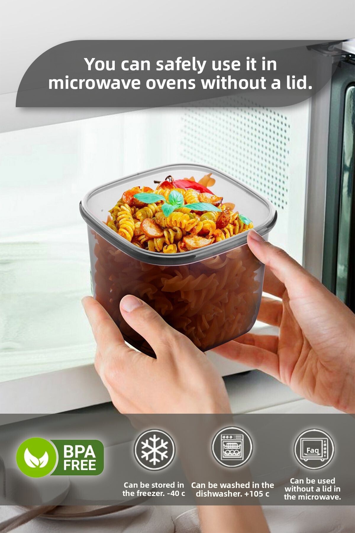MYBOX-Set of 12 Square Food Storage Containers with Labels - Leak Proof Lid Pulses Storage Box 1750ml 4