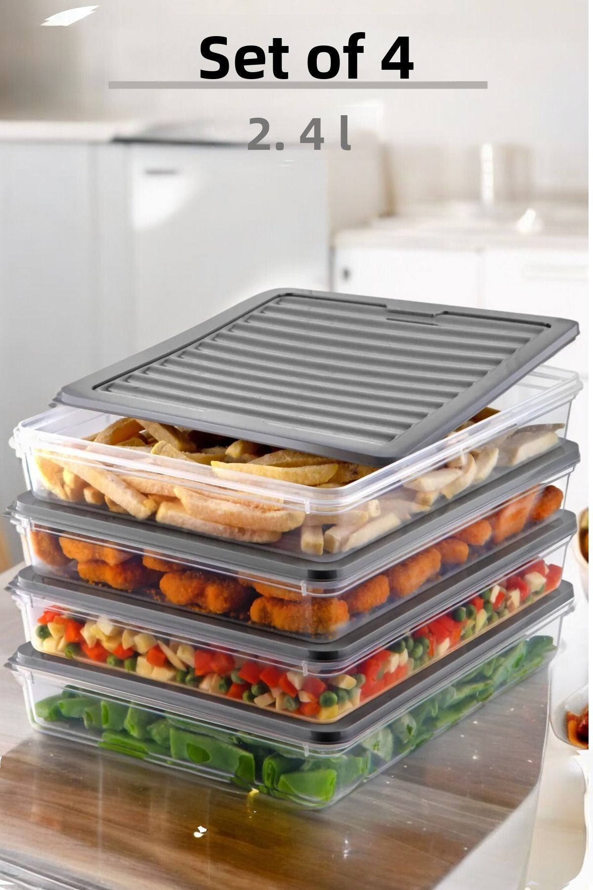 NY HOME-Freshbox Set of 4 - Gray Microwave and Diffused Storage Container 1