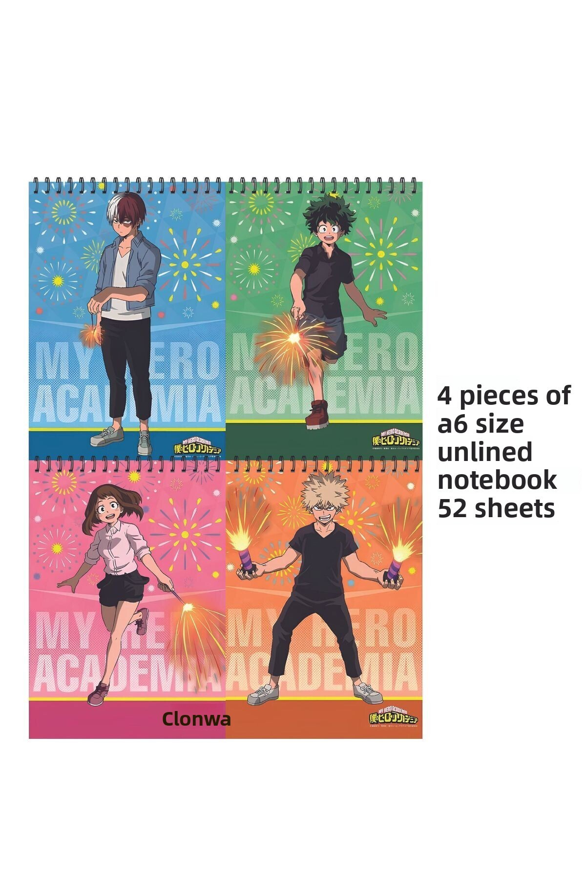 nihonwosekai-My Heroic Academy Anime A6 Size Notebook Set Unlined 52 Sheets Mha 1