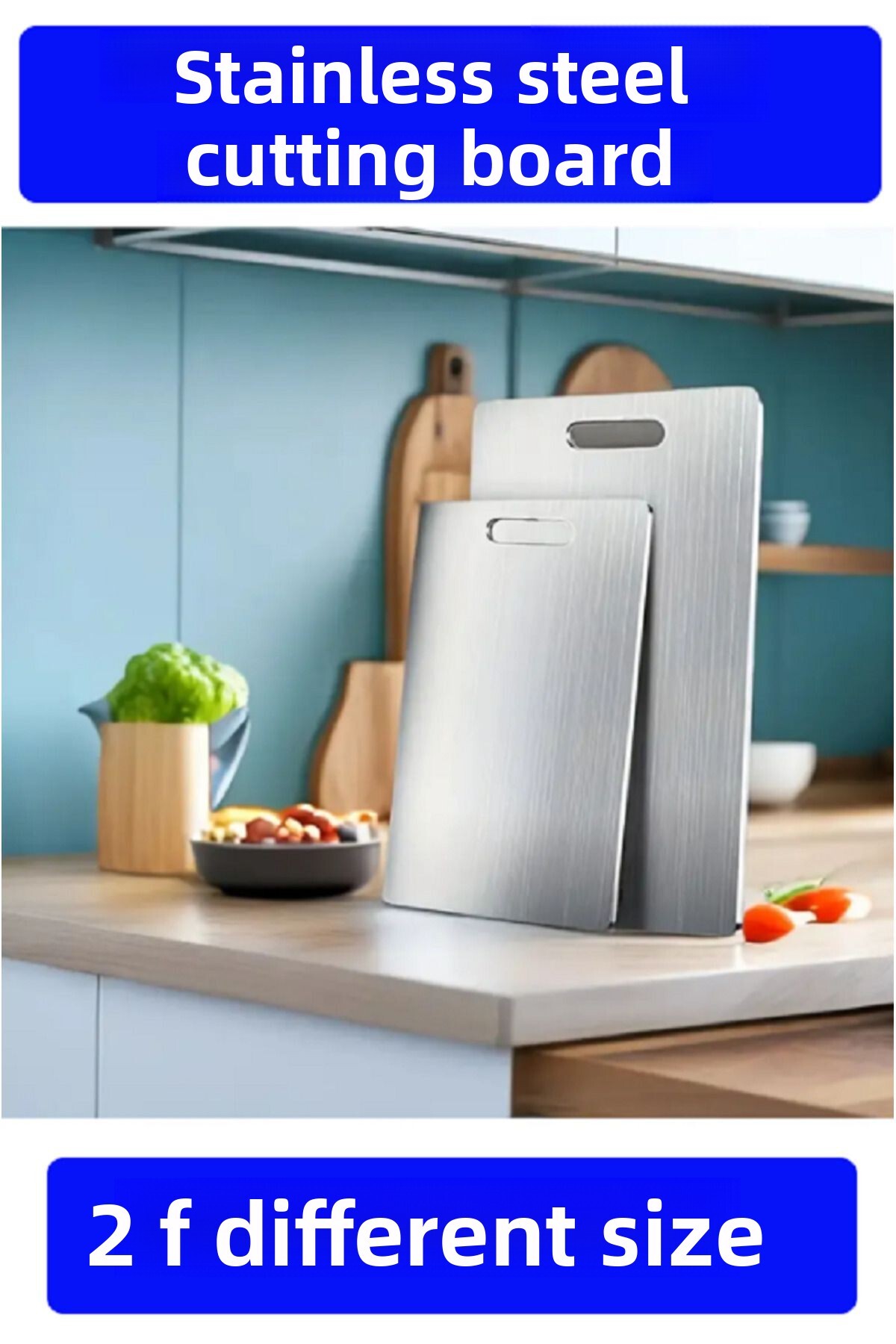 takasat Stainless Steel Cutting Board - 2 Pcs, Antibacterial Surface, Level Q...