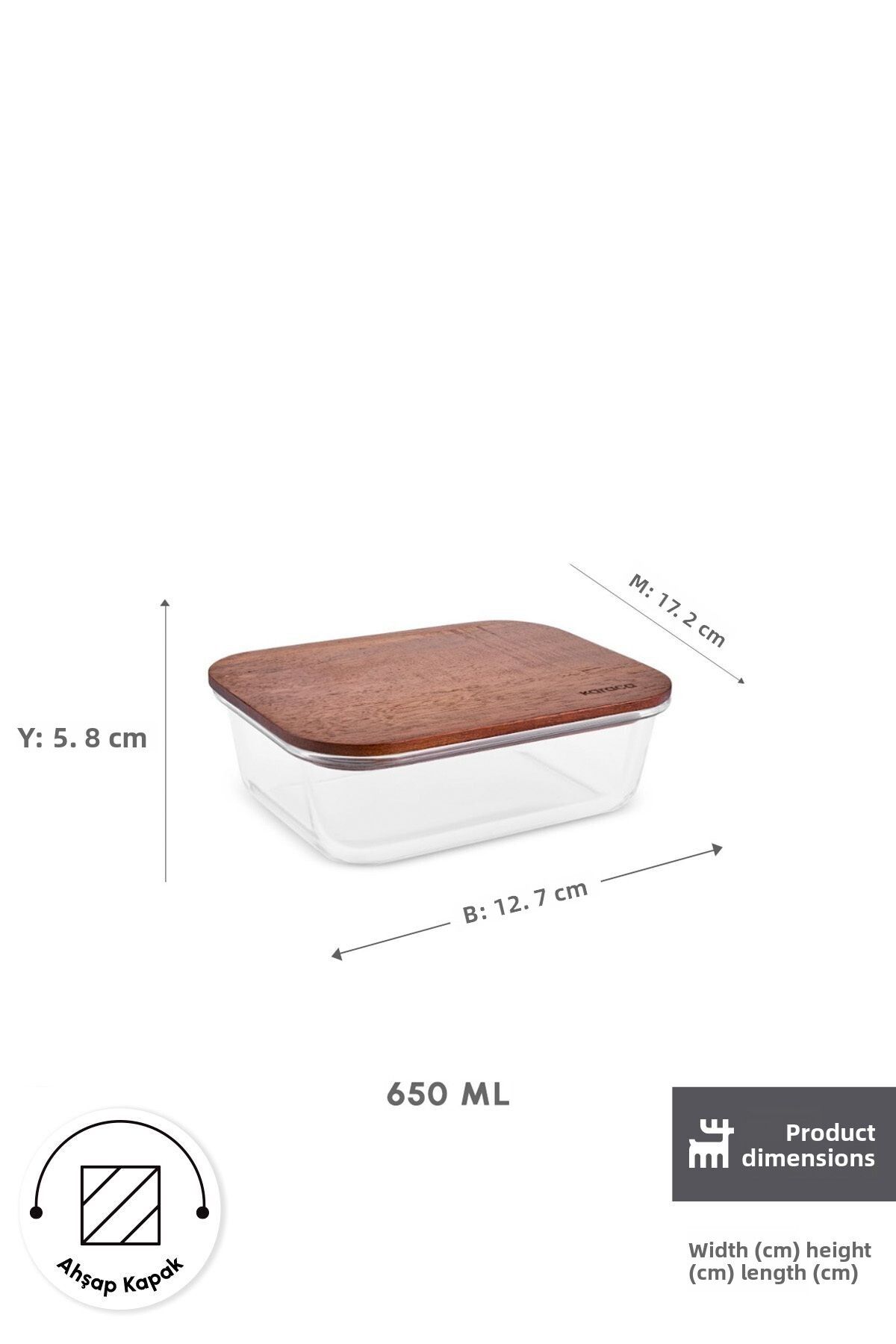 Karaca-Karya Acacia Glass Storage Container with Wooden Lid 650 ml 2