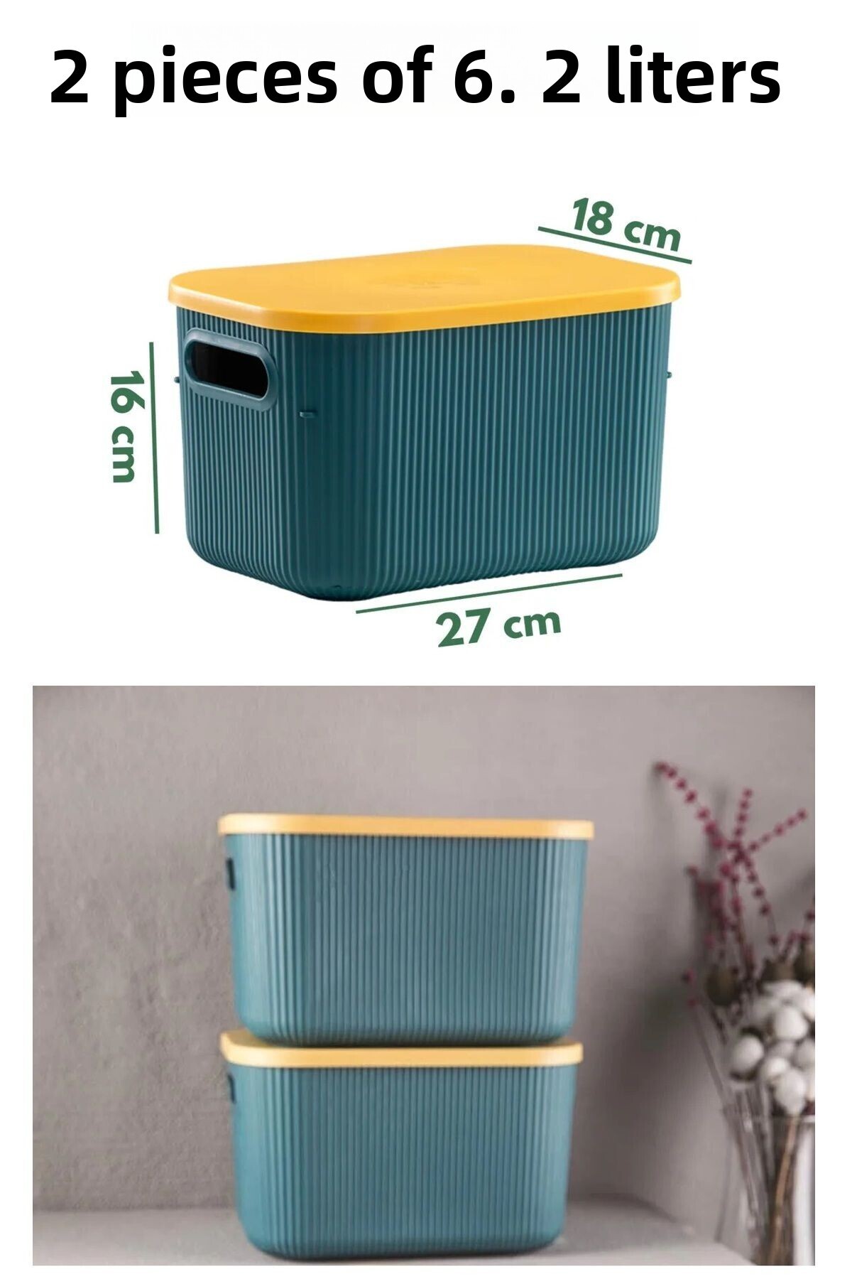 Bayev-2 Bucuri Depozitare 6 Lt Verde Multifunctional Dulap Organizator Cutie cu Capac Cutie Depozitare 1