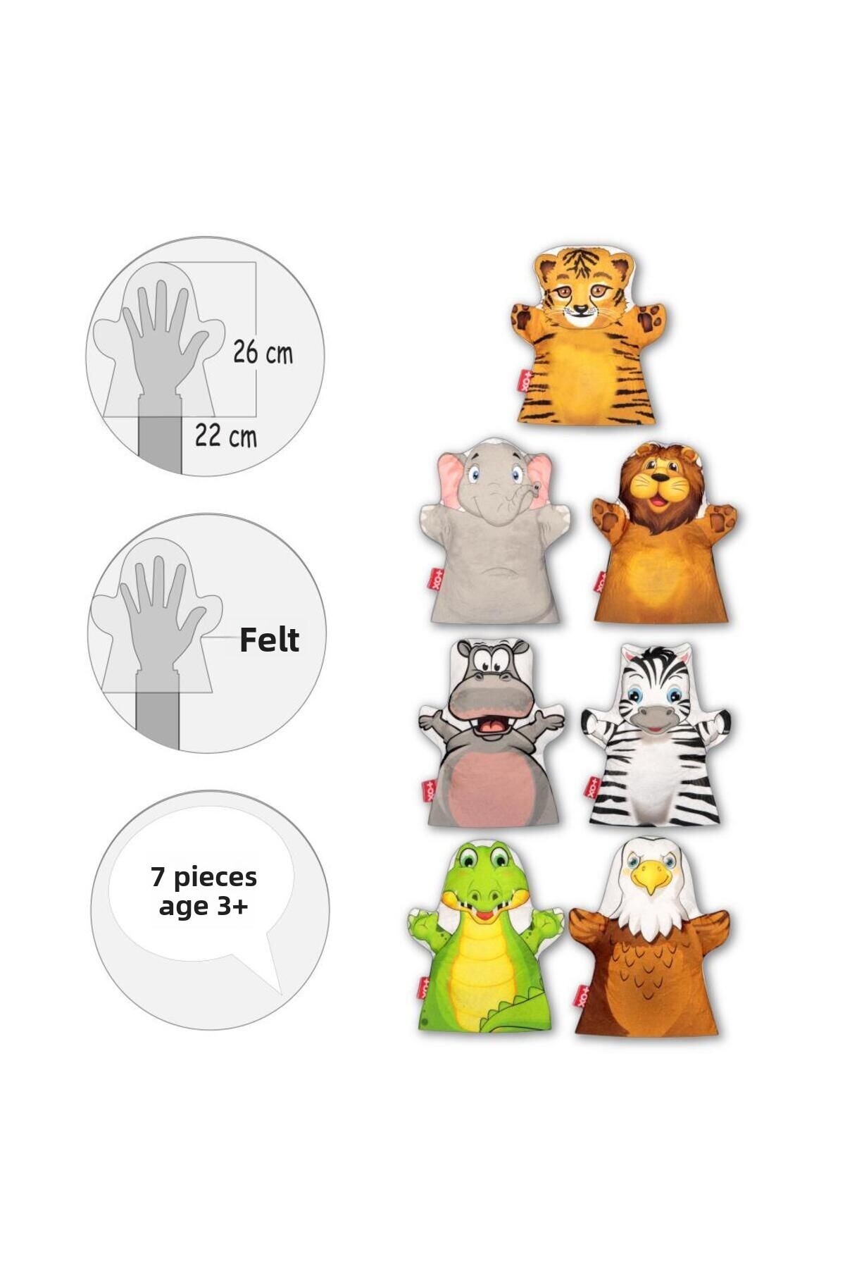 ست عروسک دستی حیوانات سافاری ۷ تکه، اسباببازی آموزشی