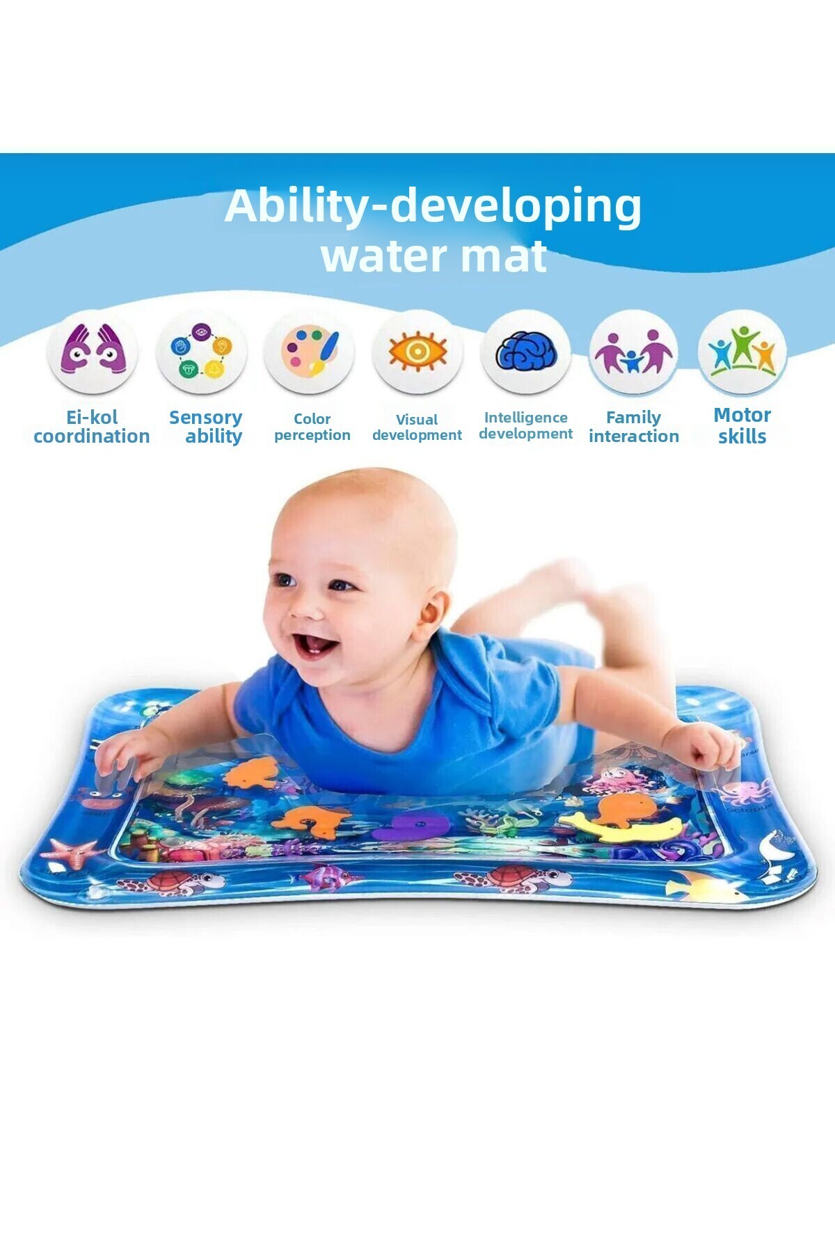 تشک بازی آبی کودک (زمان شکم‌بازی) زمان فعالیت کودک، مناسب برای هر دو جنس