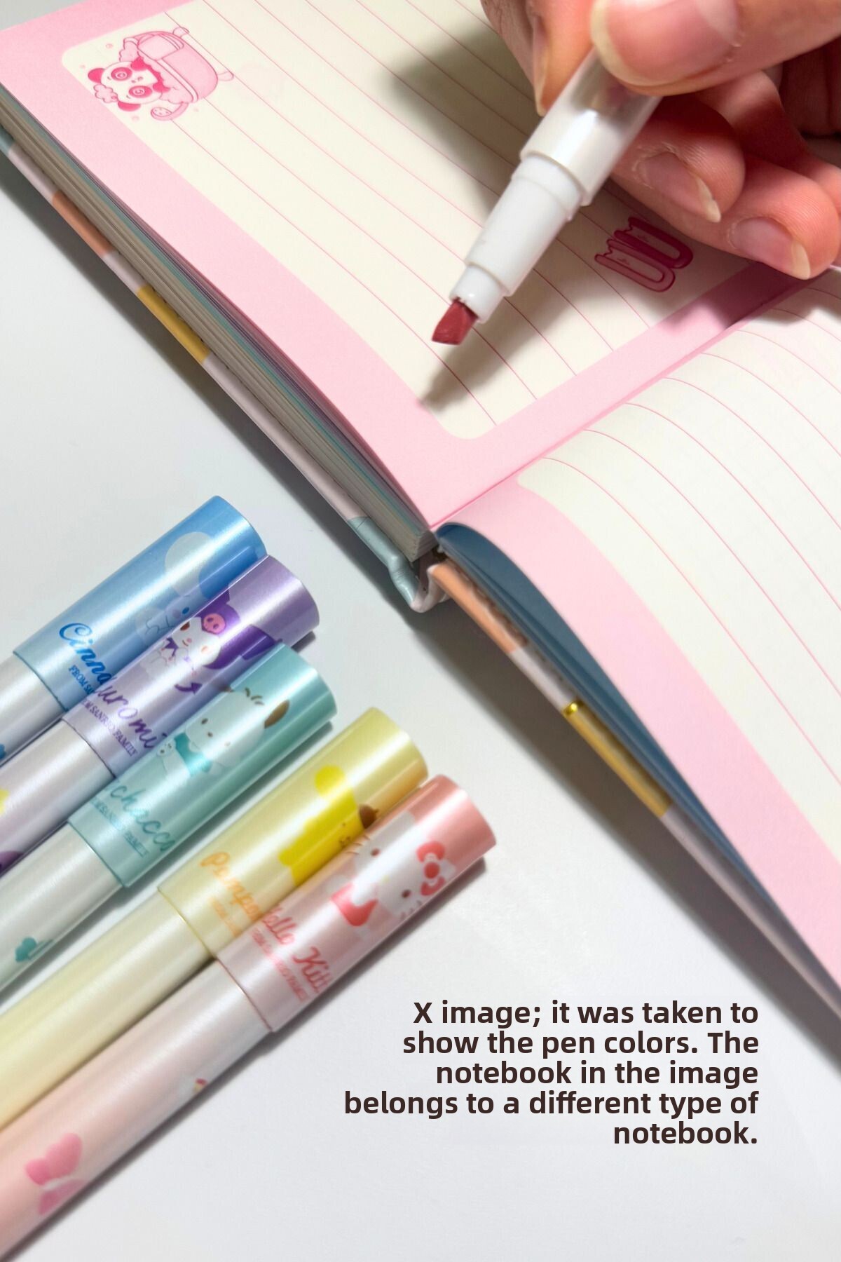 caps office-Sanrio Character Themed 160 Page Heart Notebook & Highlighter Stationery Set – Kuromi, My Melody 3