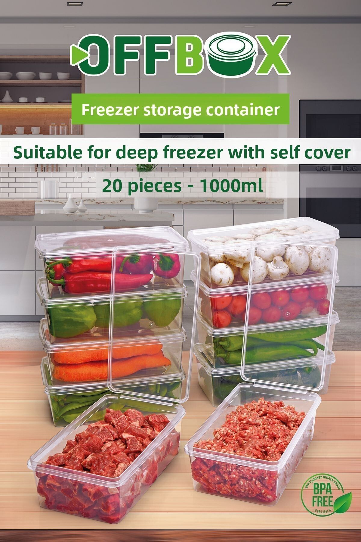 OFFBOX-1 Lt. Capacity 20 Pieces Freezer Convenient Freezer Storage Box - Organizer with Lid 3