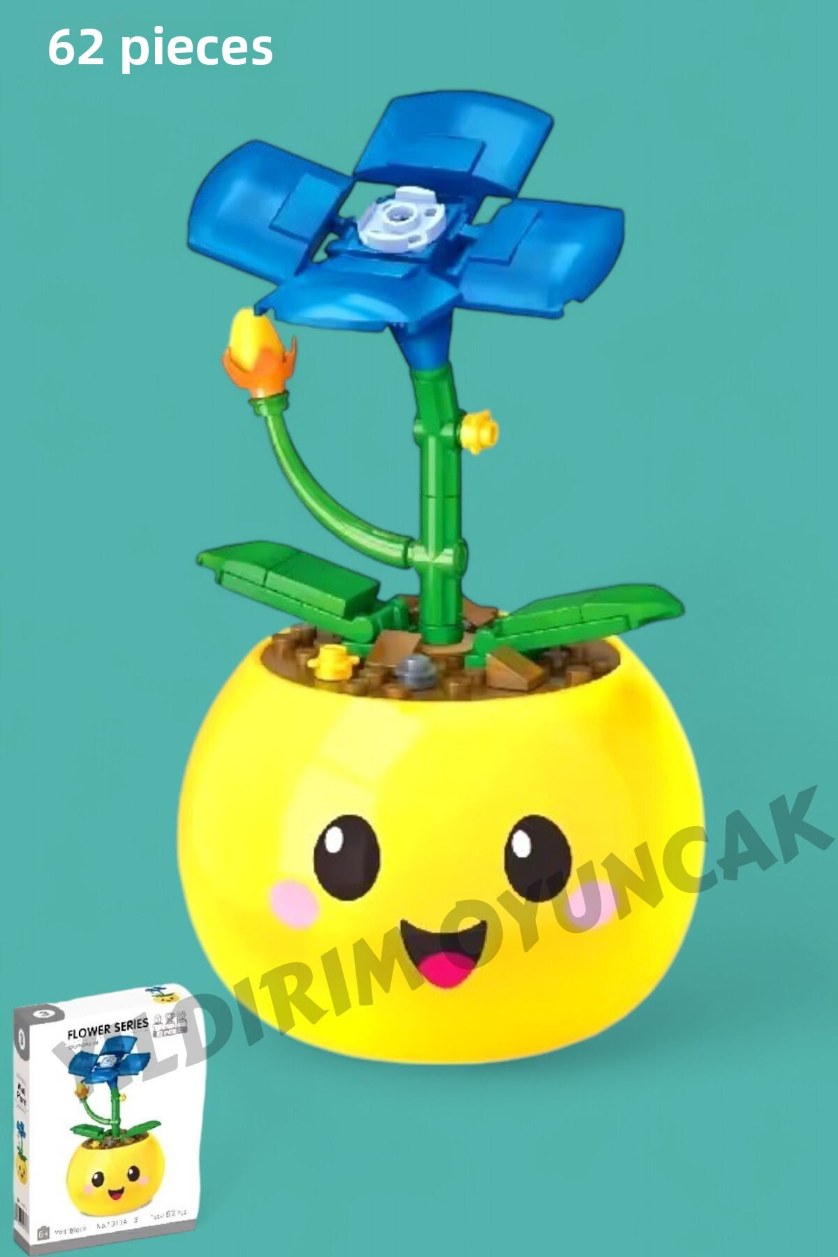 مایکرو بلاک کبالت آیدا فلاورز ۶۲ قطعه بلوک‌های ساختنی تزئینی کبالت ایلی اسباب‌بازی گل ایموجی مینی بلاک