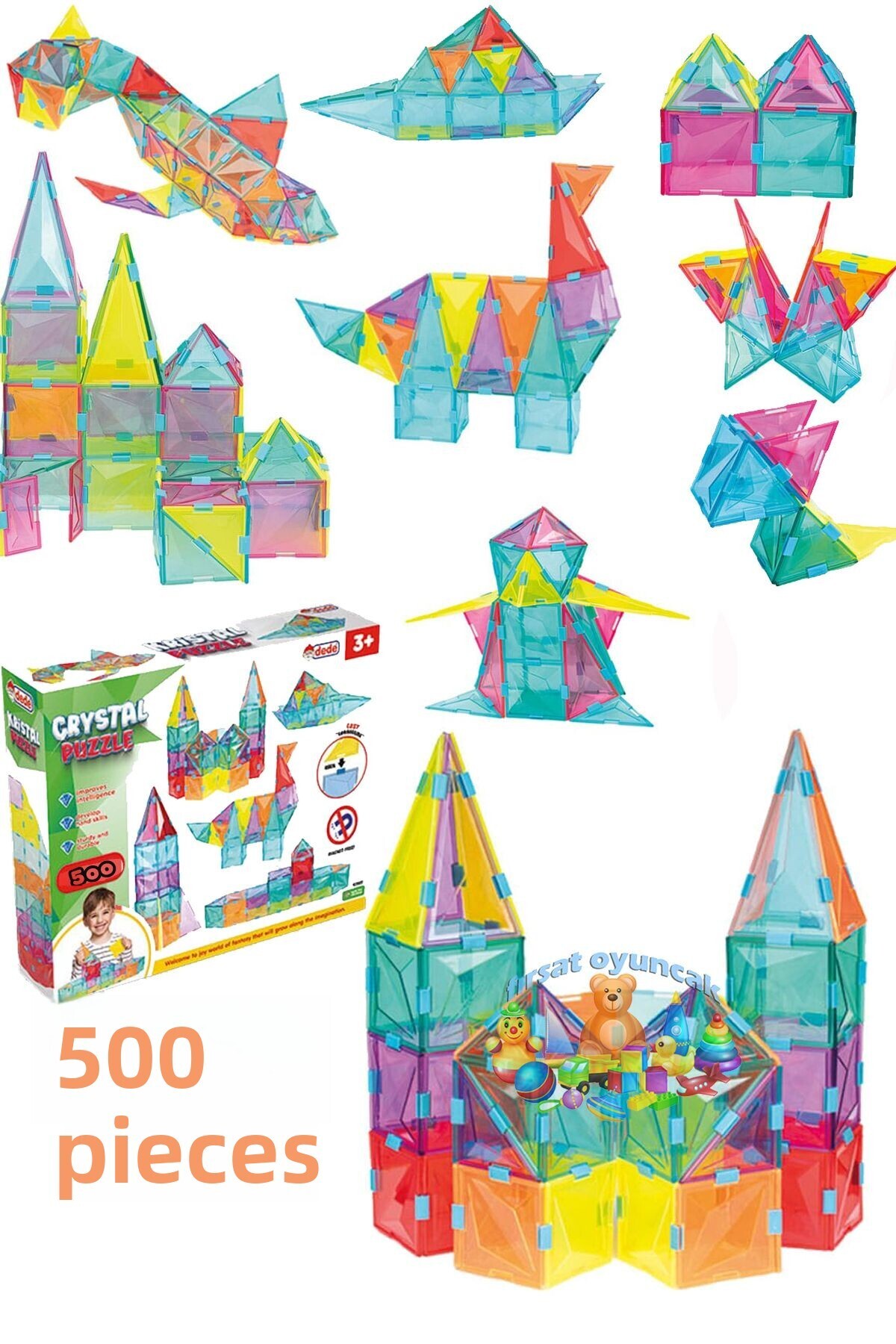 کریستال پازل ۵۰۰ تکه، اسباب‌بازی اشکال هندسی، آموزشی، تقویت هوش