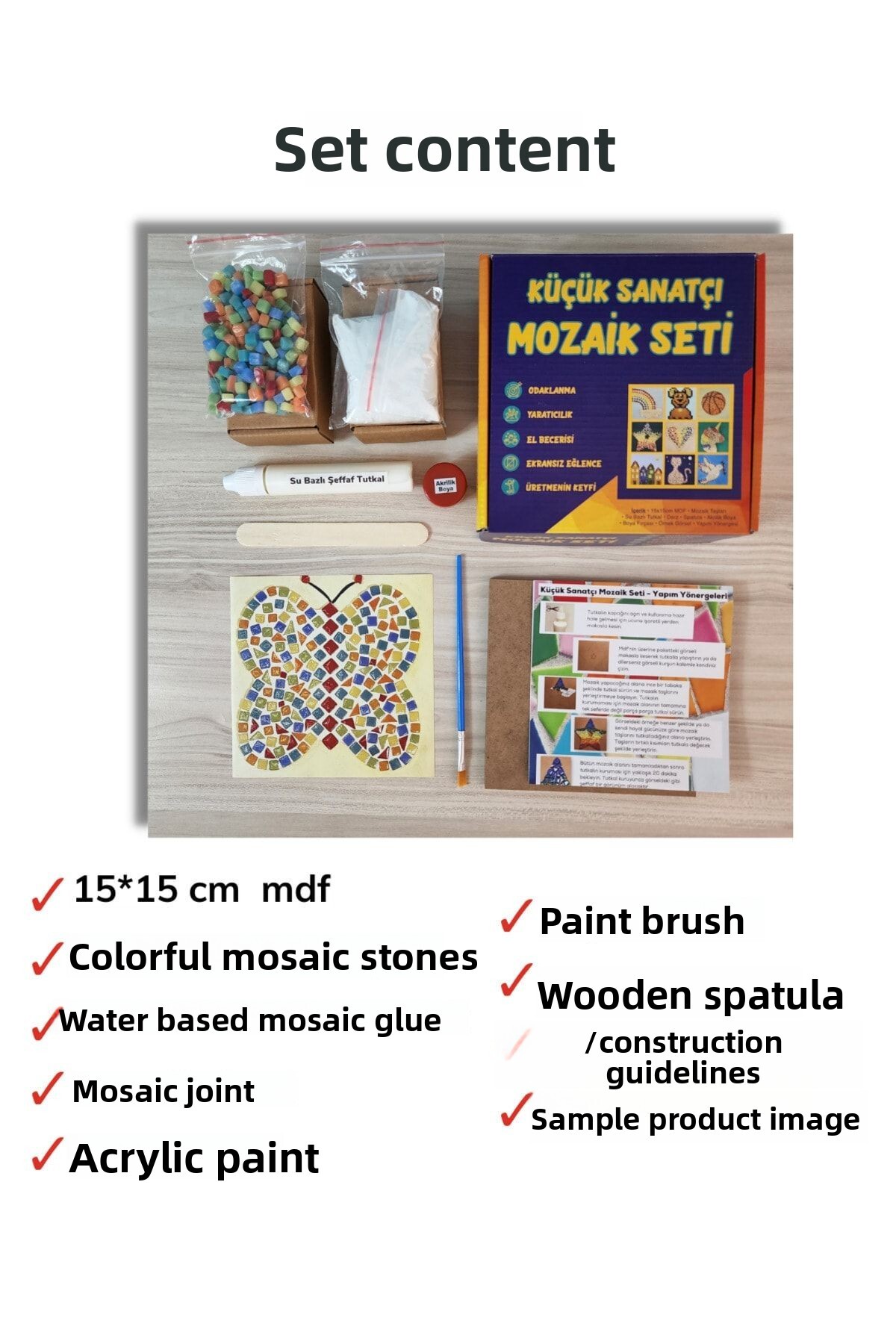 ست موزاییک کودکان – اسباببازی آموزشی هنری برای پرورش تمرکز و مهارت دست (پروانه)