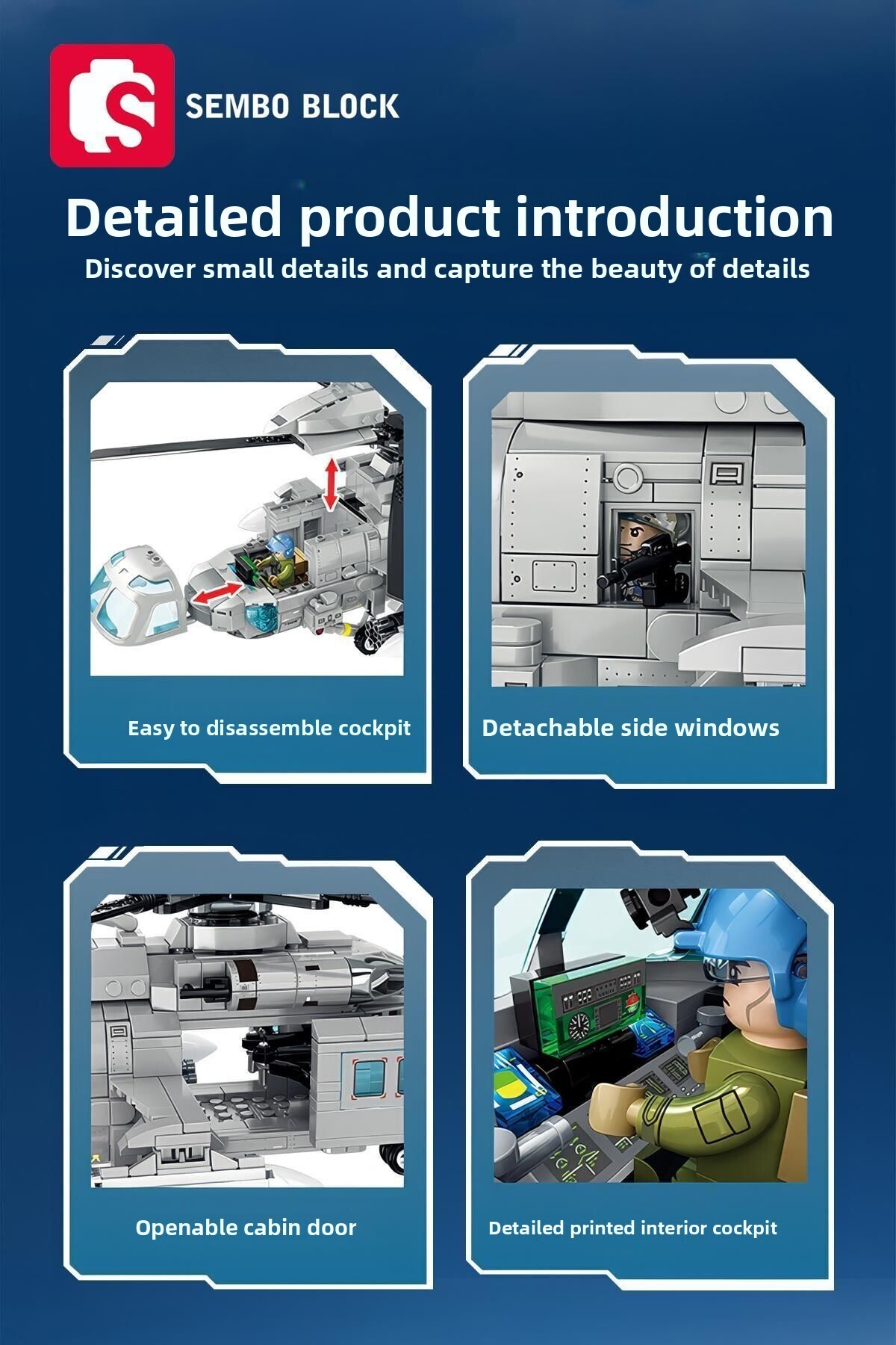 بلوکهای ساختنی هلیکوپتر نیروی دریایی Z-20، ۸۶۲ تکه، سازگار با اسباببازی ساختنی (۲۰۲۲۲۹)