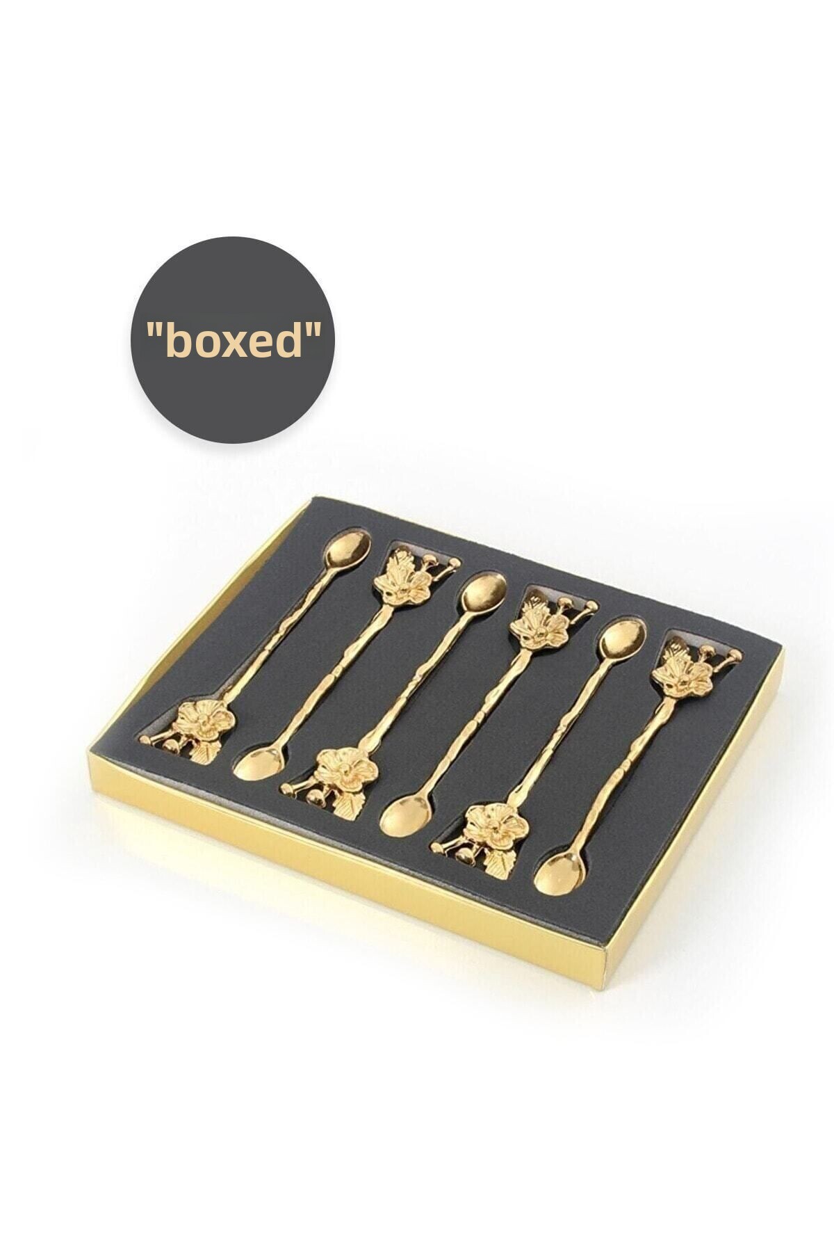 MELHOME Japanese Rose 6-Piece Gold Tea Spoon