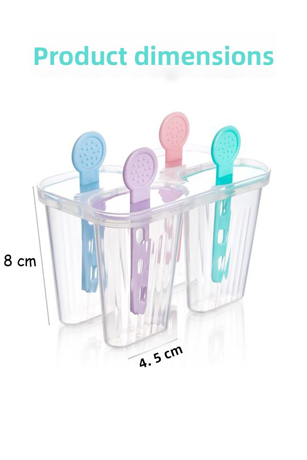 Beatitude-Fruit Ice Cream Mold 4-Pack Washable Ice Maker Ice Cream Making Mold with Easy Release Stick 3