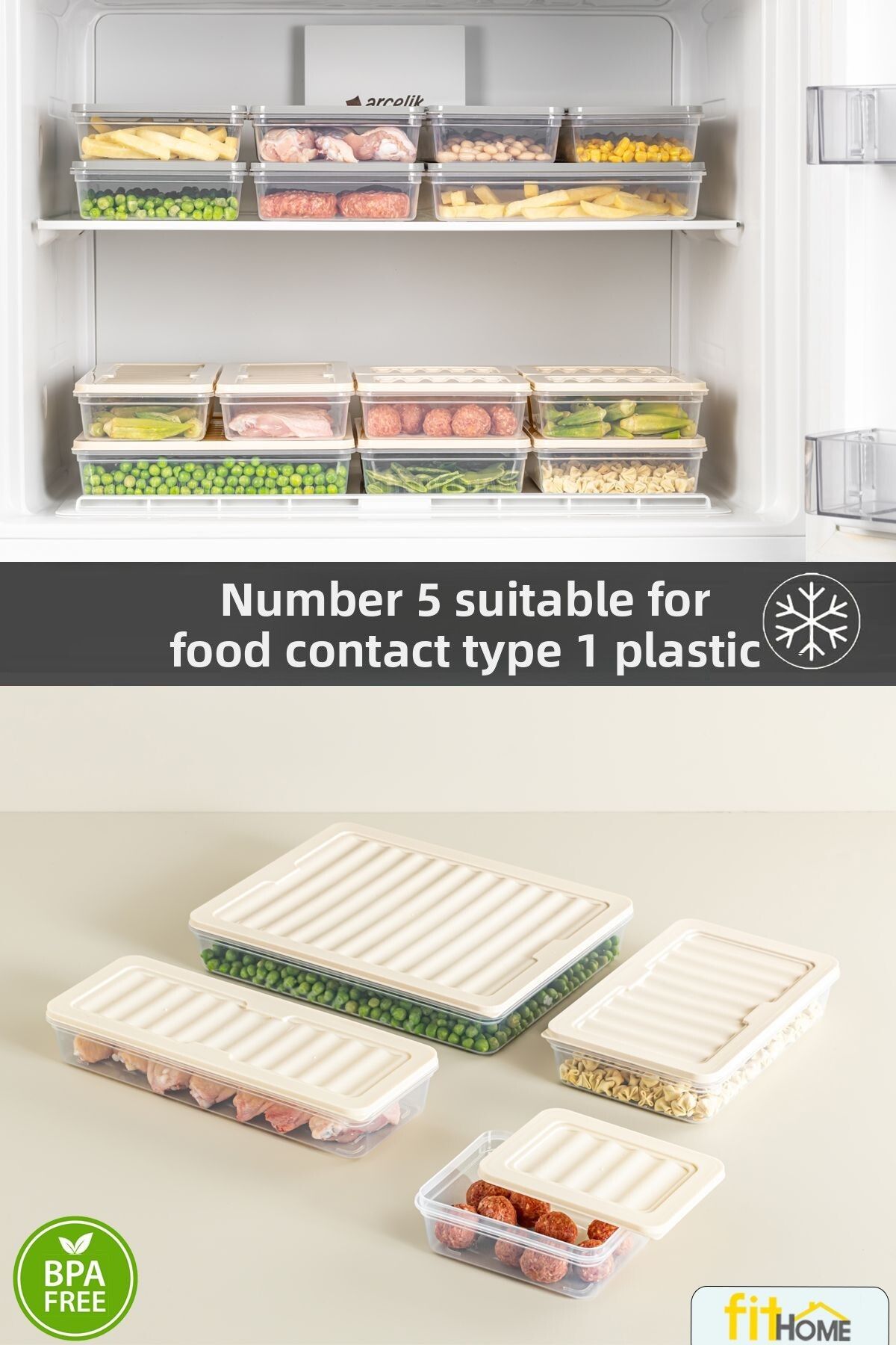 FİTHOME-8 Pack Refrigerator and Freezer Organizer Storage Container Deep Freezer Organizer 4X1170 ml 4X600 ml 5