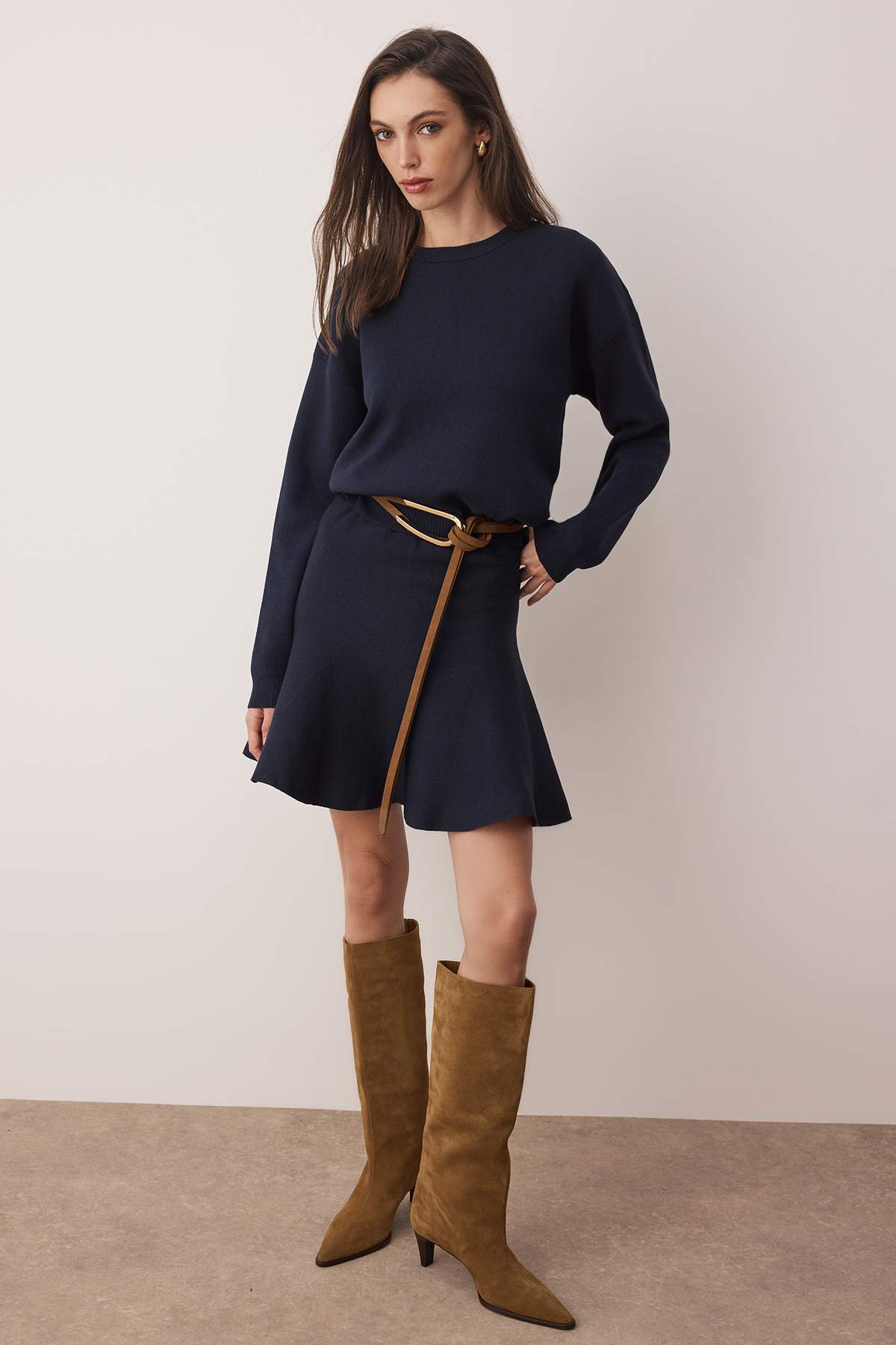 Trendyolmilla  Lacivert Yumuşak Dokulu Kazak-Etek Triko Alt - Üst Takım TWOAW26AU00014 - Görsel 2