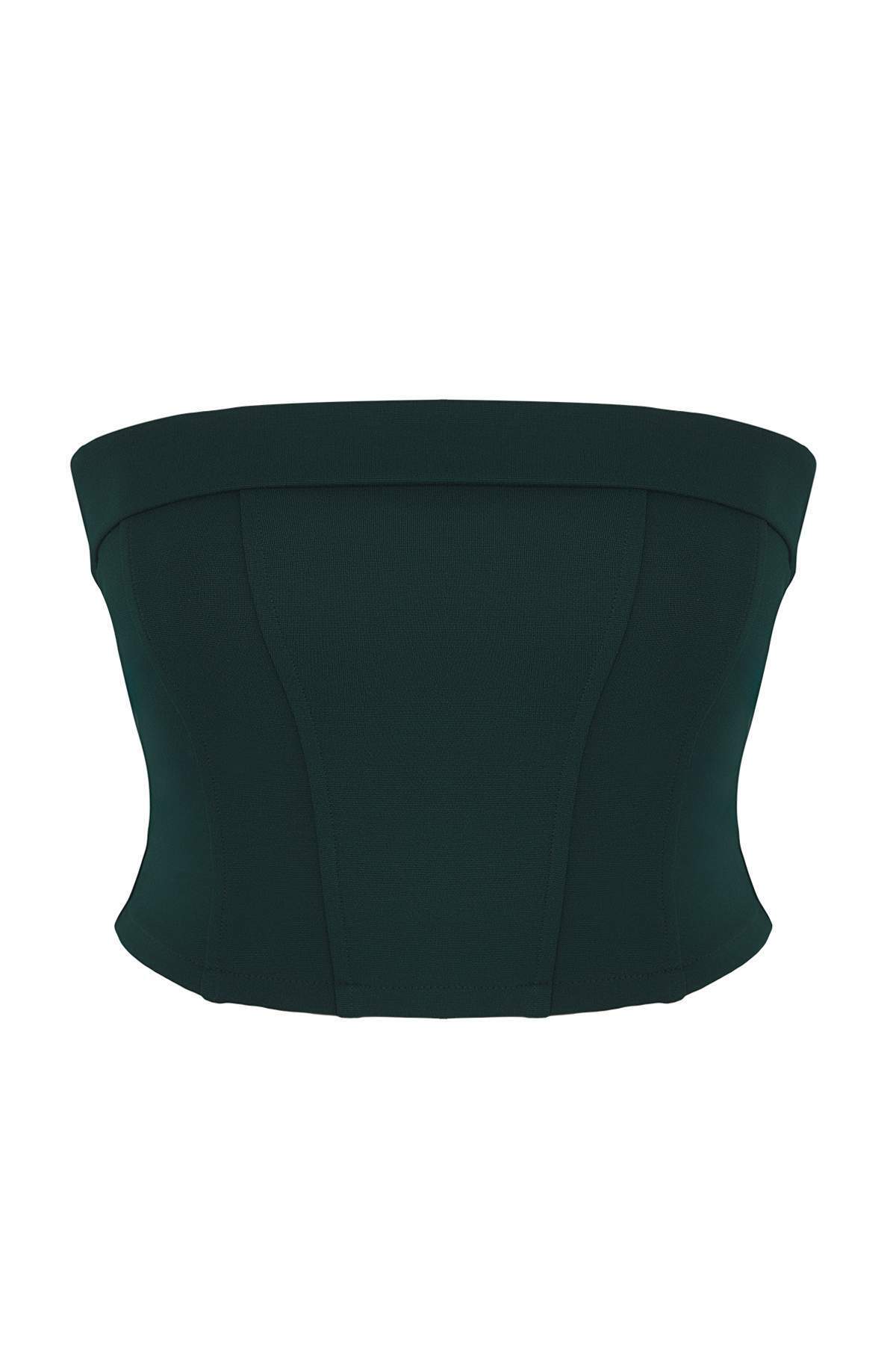 Trendyol Curve-Plus Size Emerald Green Interlock Blouse - Tbbaw24Dj00000 6