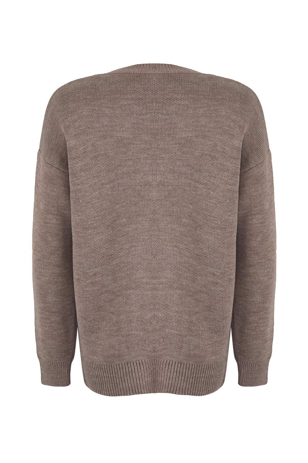 Trendyolmilla  Vizon Geniş Kalıp Basic Triko Hırka TWOAW26HI00205 - Görsel 6