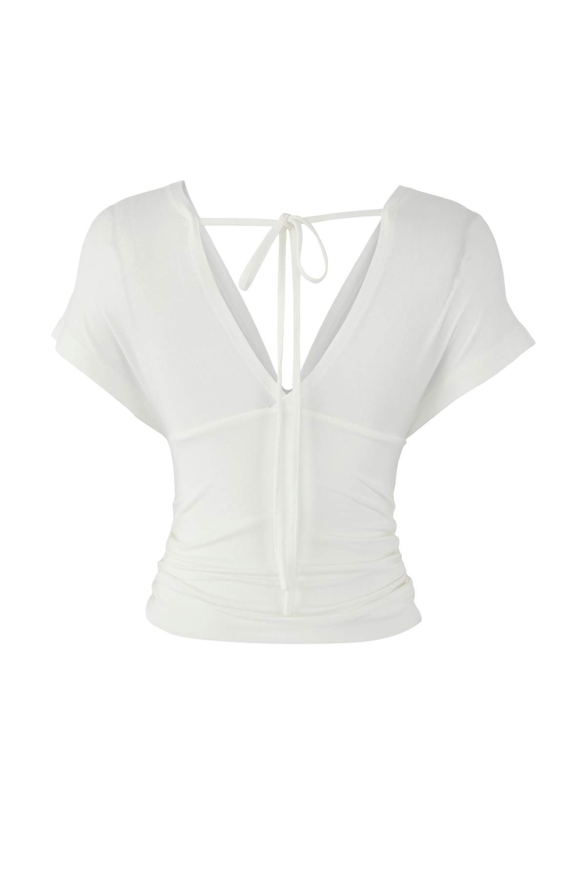 Trendyolmilla  Ekru Fitted/Vücuda Oturan Büzgü/Drape Detaylı Örme Bluz TWOSS25BZ00605 - Görsel 8