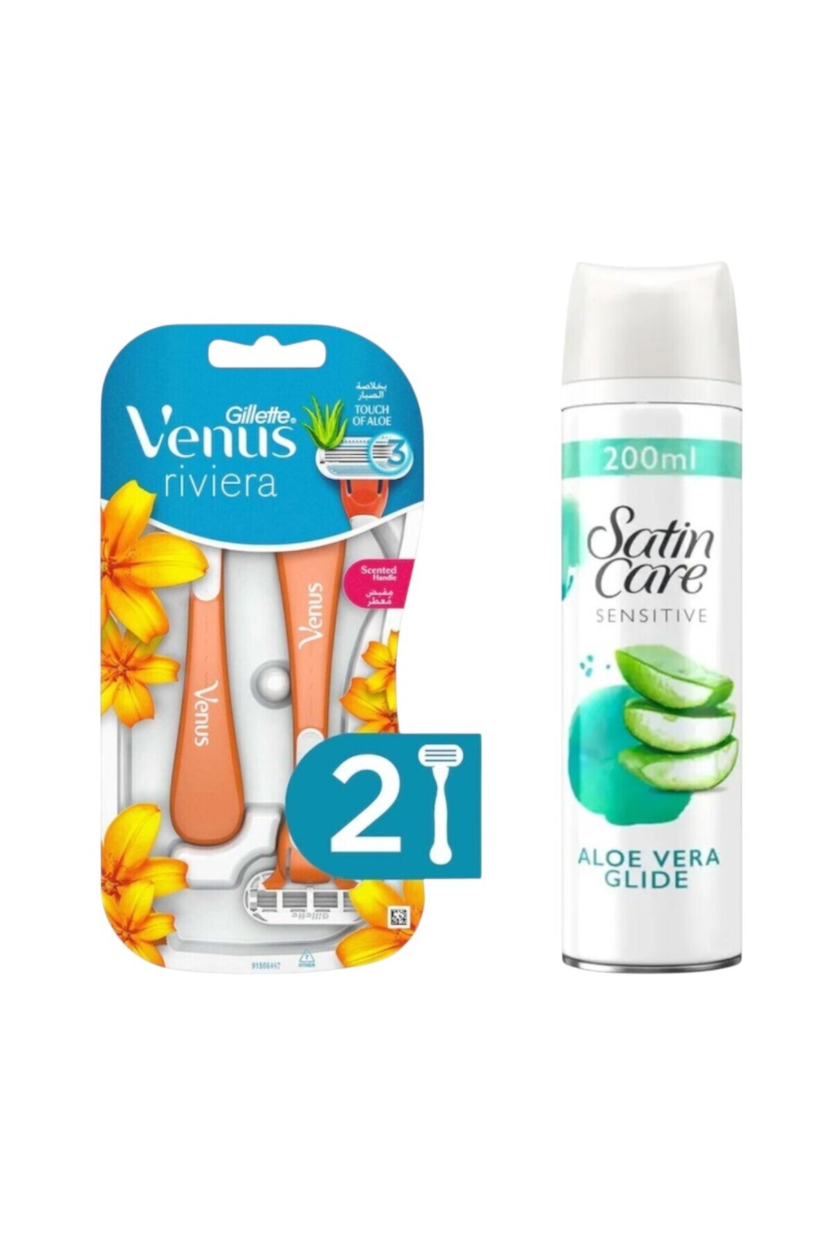 Gillette Venus Riviera Kullan At Kadın Tıraş Bıçağı 2'li Gillette Venus Satin Care Aloe Vera Jel