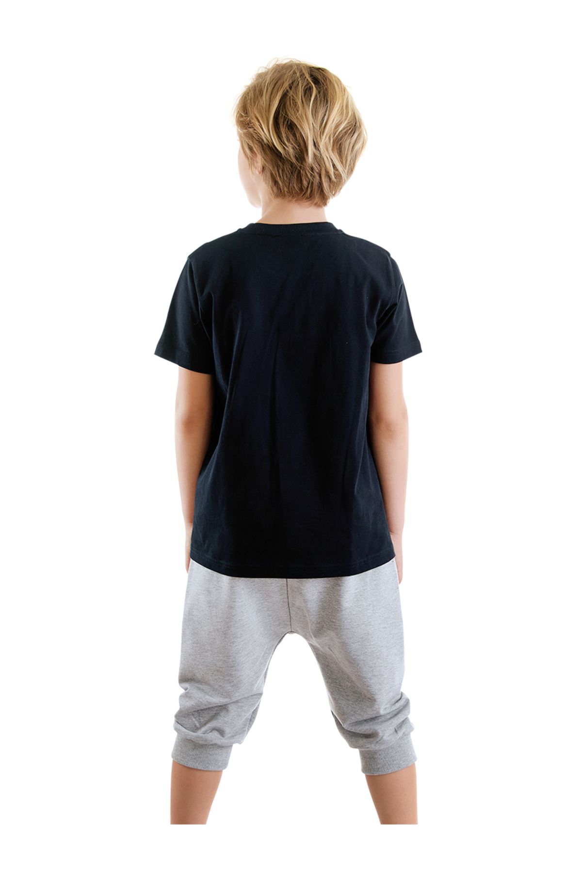 MSHB&G-Catch Wave Shark Marineblaues Sommer-T-Shirt-Capri-Shorts-Set für Jungen 2