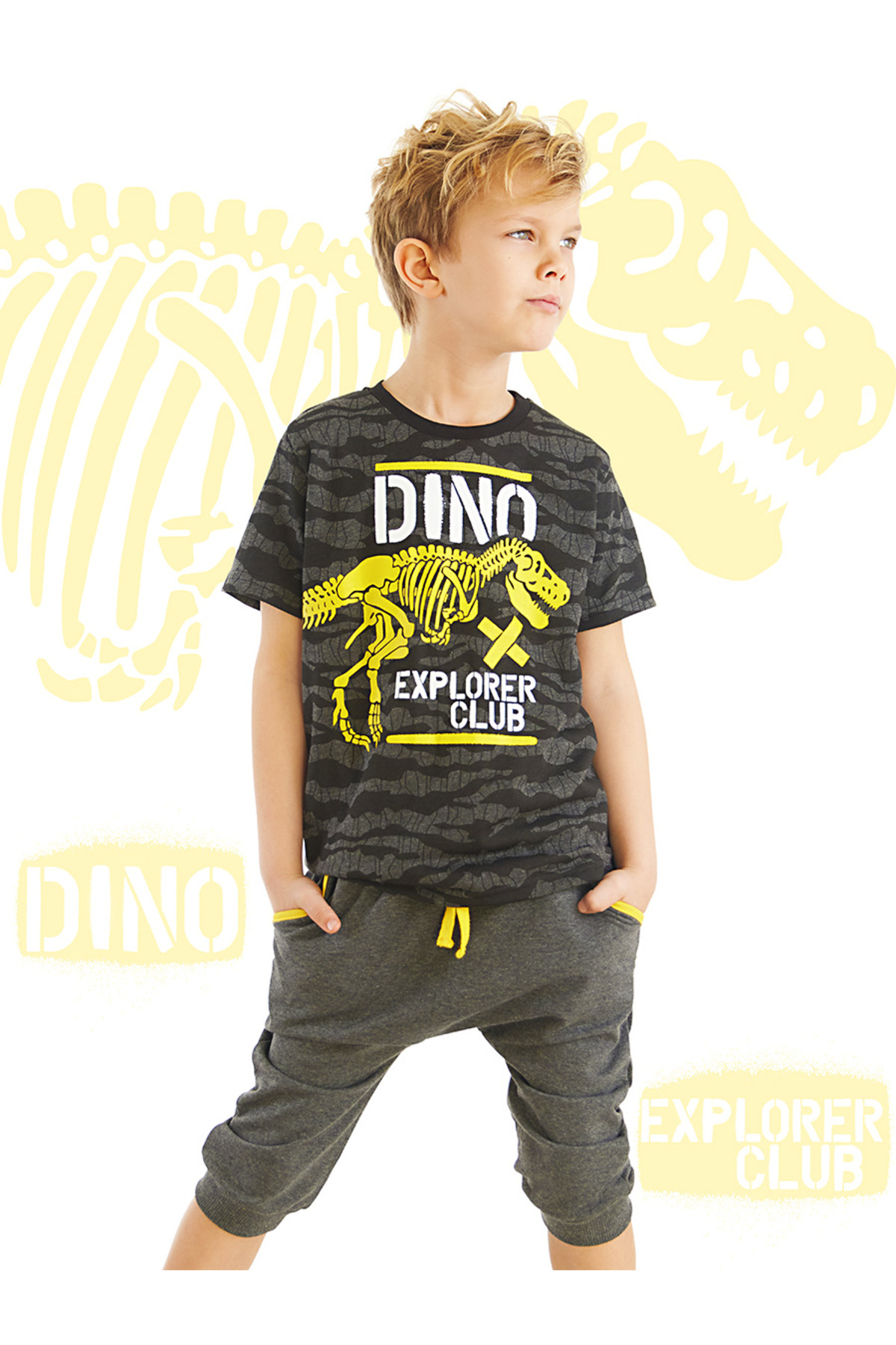MSHB&G-Dino Explorer Jungen-T-Shirt-Capri-Shorts-Set 1